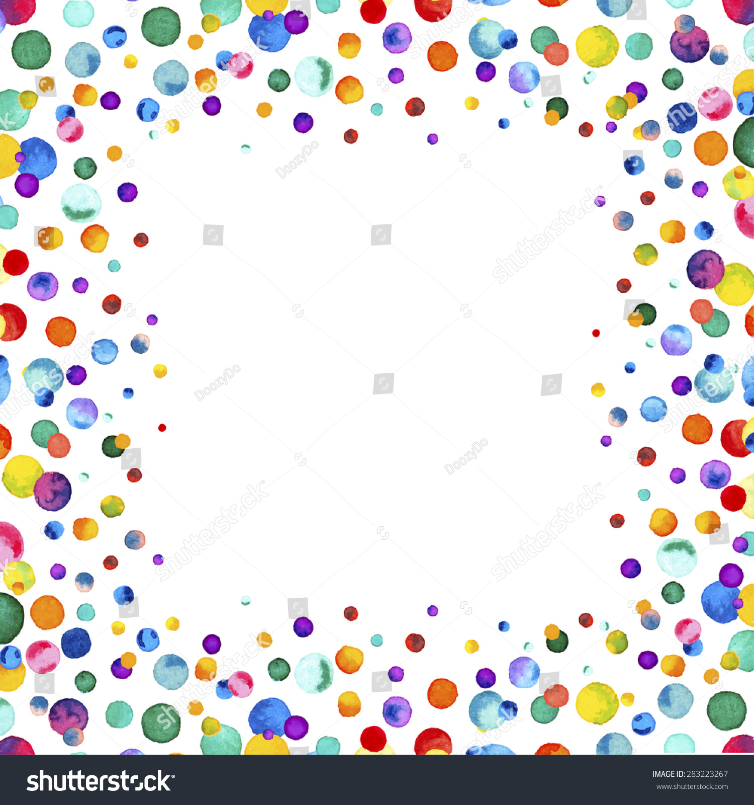 Watercolor Rainbow Colored Confetti Border Space Stock Vector (Royalty ...