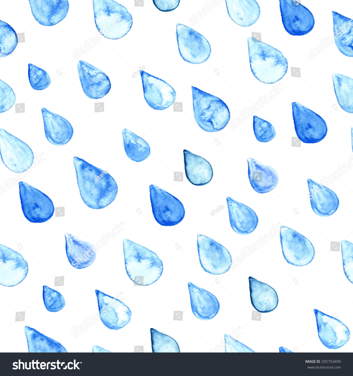 Watercolor Raindrop Seamless Background Vector Illustration Stock ...