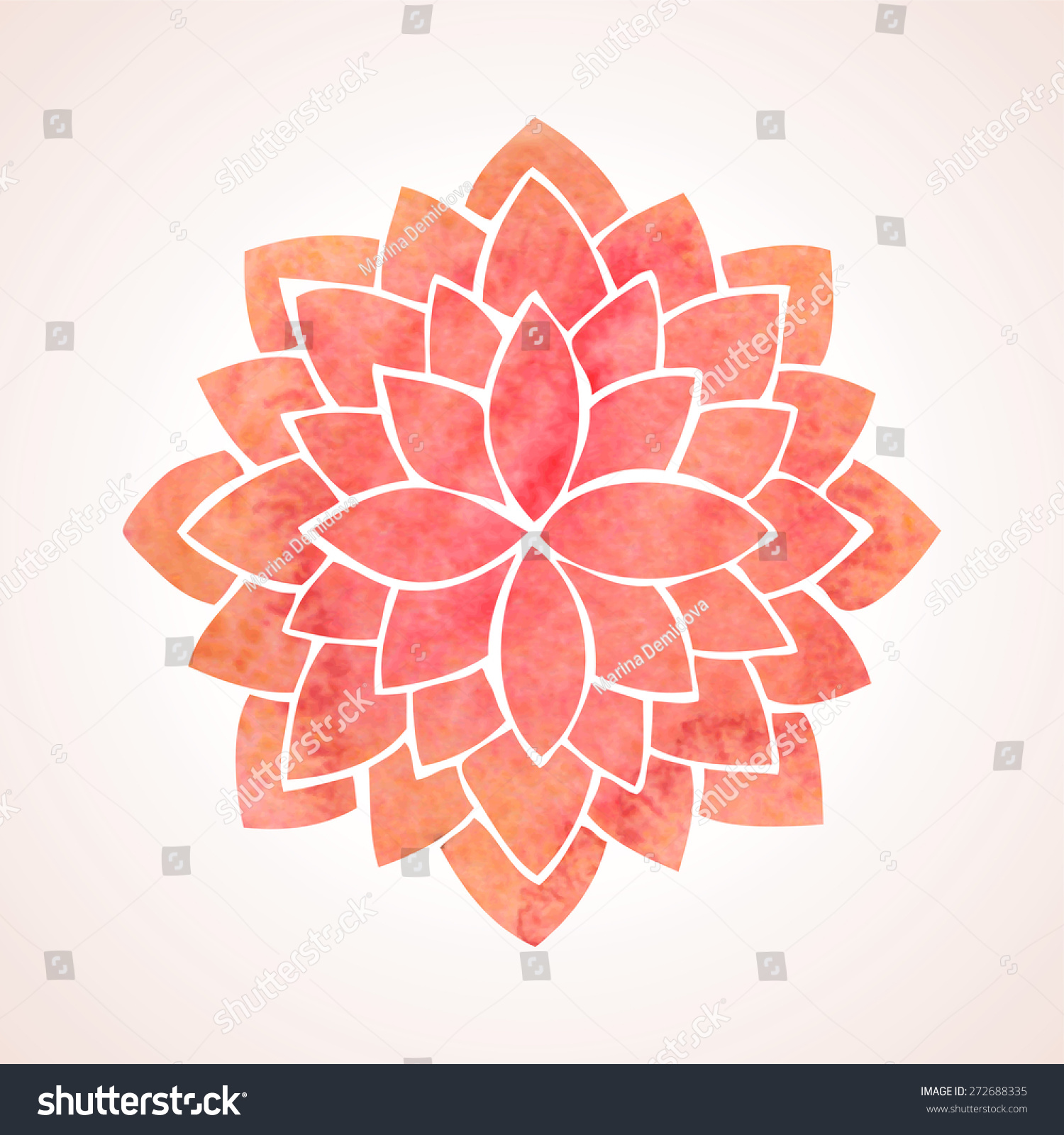 Download Watercolor Red Lotus Flower Mandala Oriental Stock Vector ...