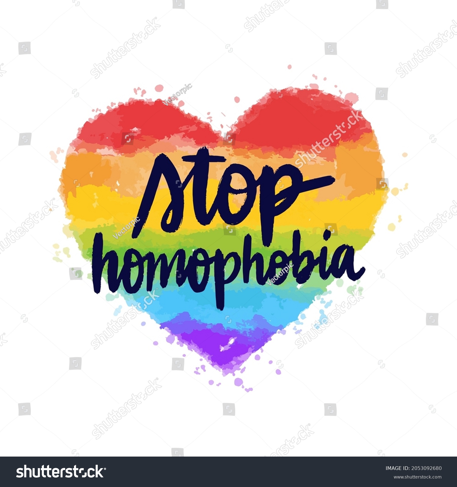 Watercolor Stop Homophobia Vector Illustration Stock Vector Royalty Free 2053092680 Shutterstock