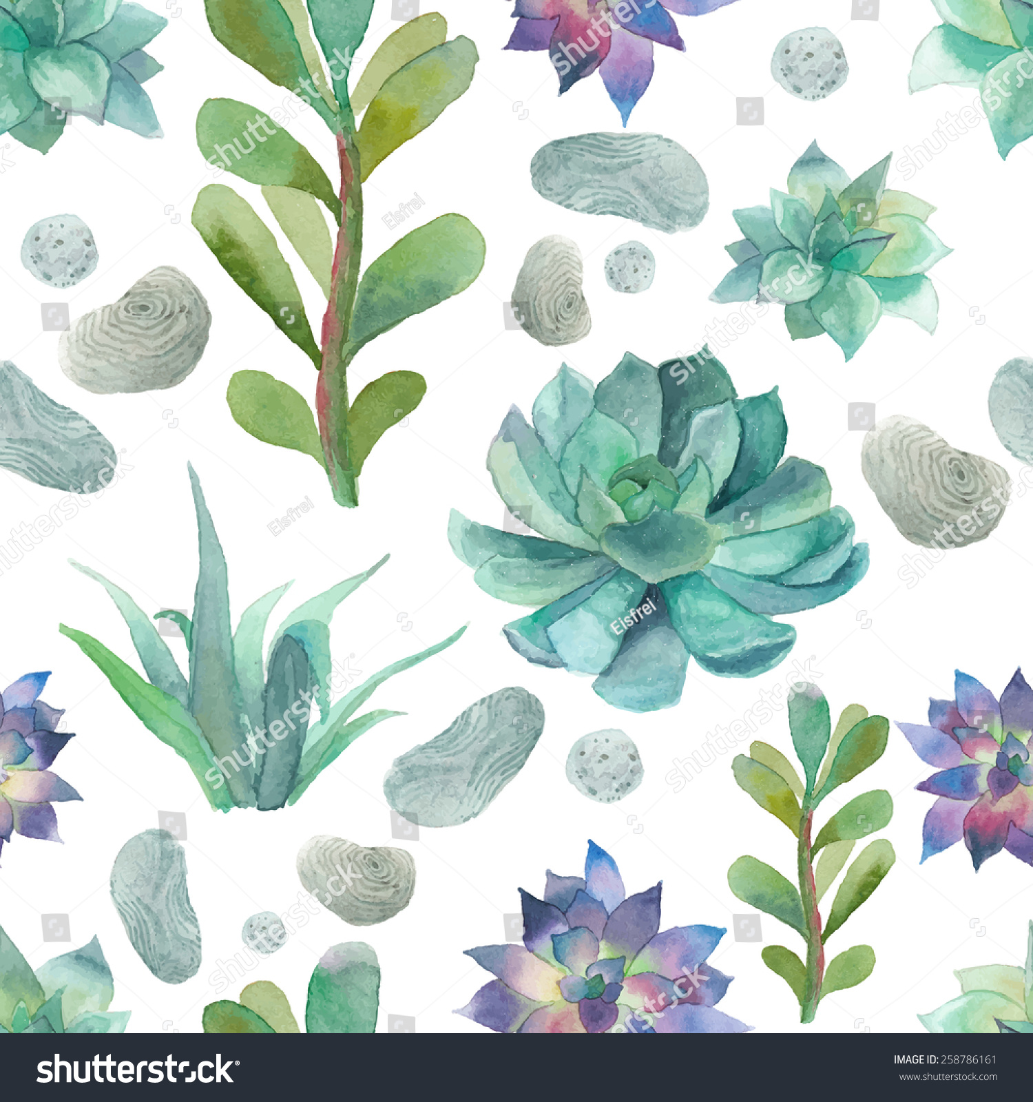 patterns rustic wallpaper 258786161 Watercolor Vector Objects Texture Pattern Succulents  Seamless Stock Shutterstock