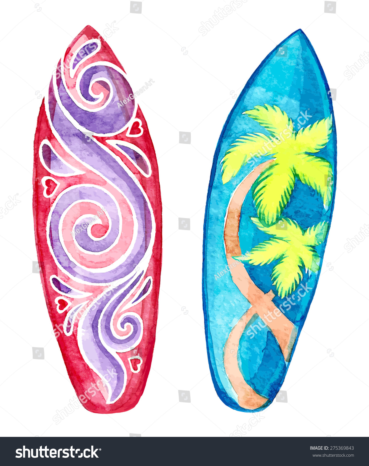 surfboard watercolor