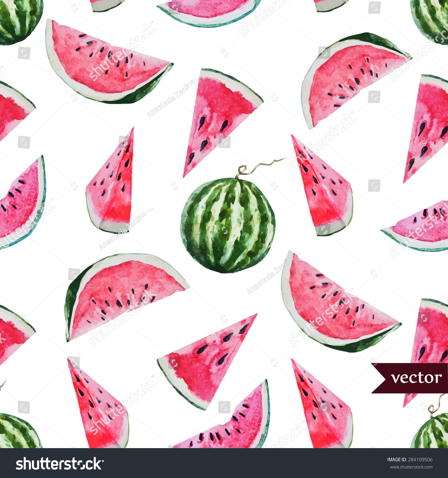 Download Watercolor Vector Seamless Pattern Watermelon Watermelon ...