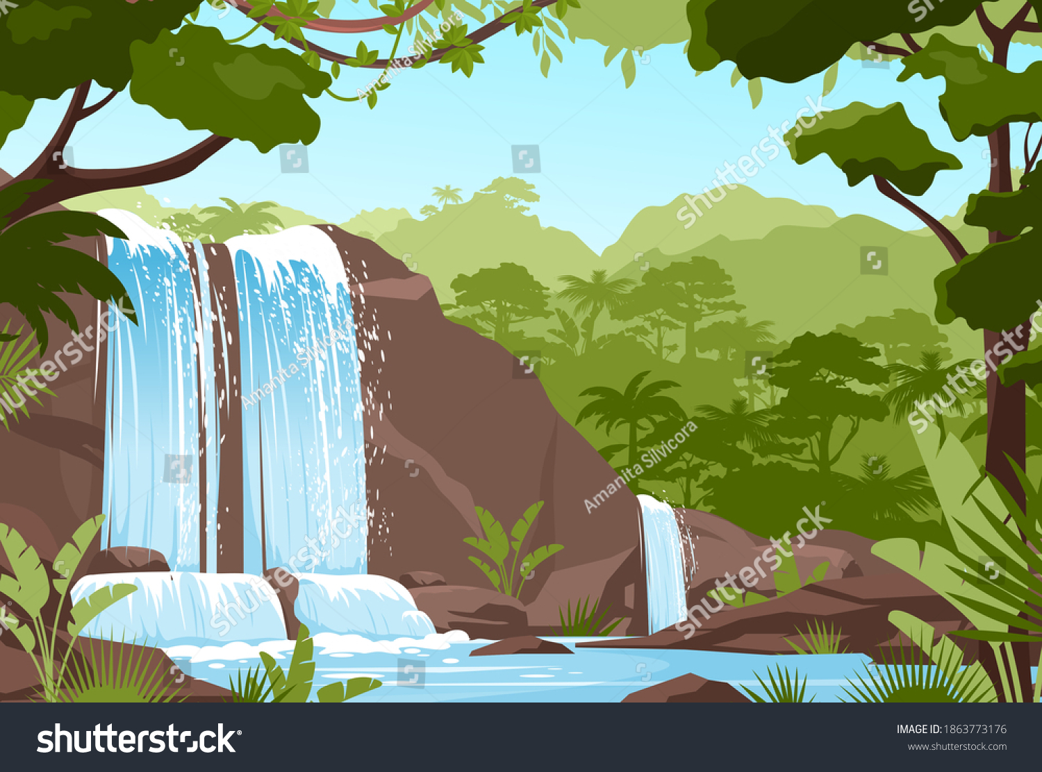 5,902 Cartoon waterfall background Images, Stock Photos & Vectors ...