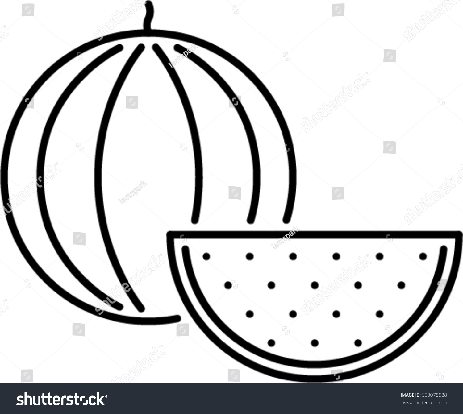 Watermelon Outline Icon Stock Vector (Royalty Free) 658078588