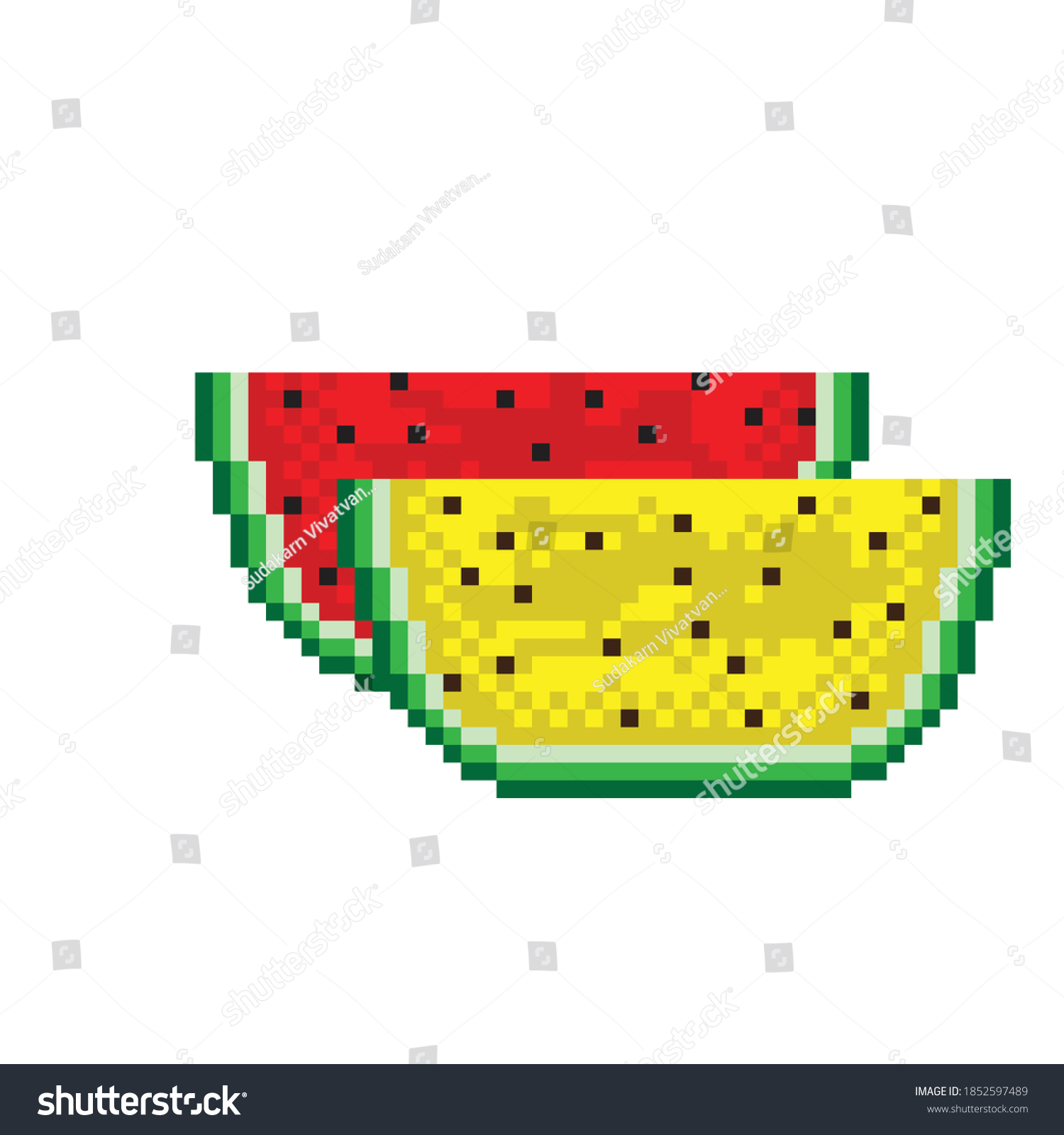 Watermelon Pixel Art Grid