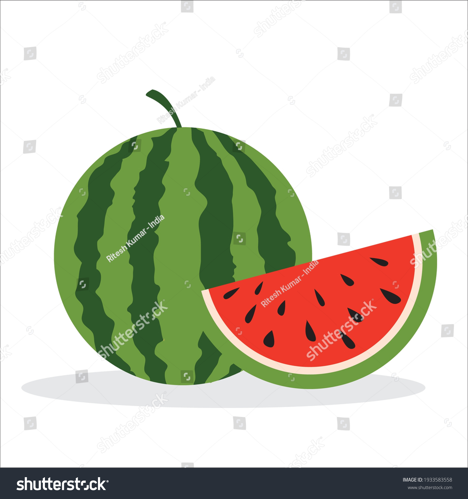 Watermelon Slice Vector Set Watermelon Illustration Stock Vector ...