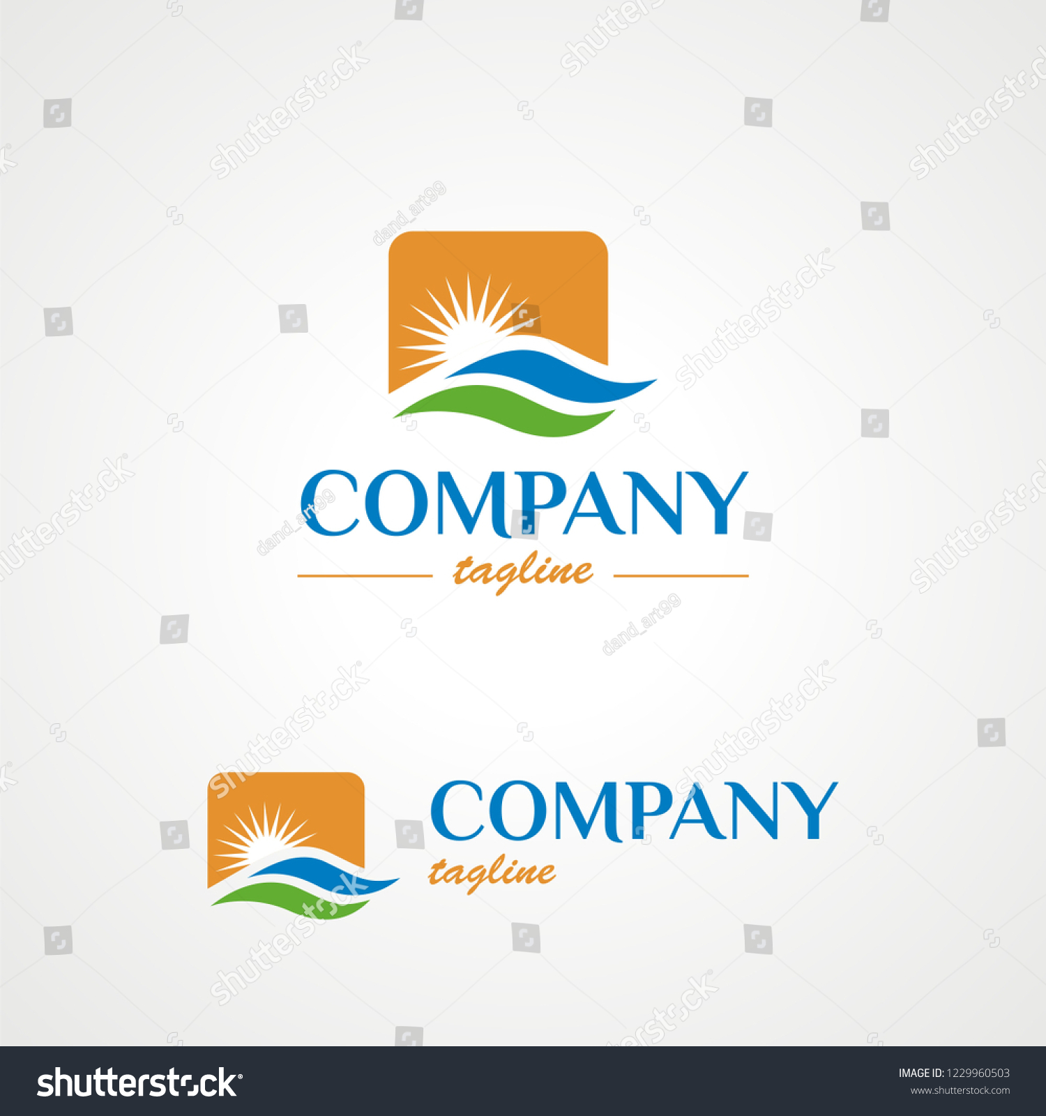 Wave Sun Square Logo Concept Stock Vector (Royalty Free) 1229960503 ...