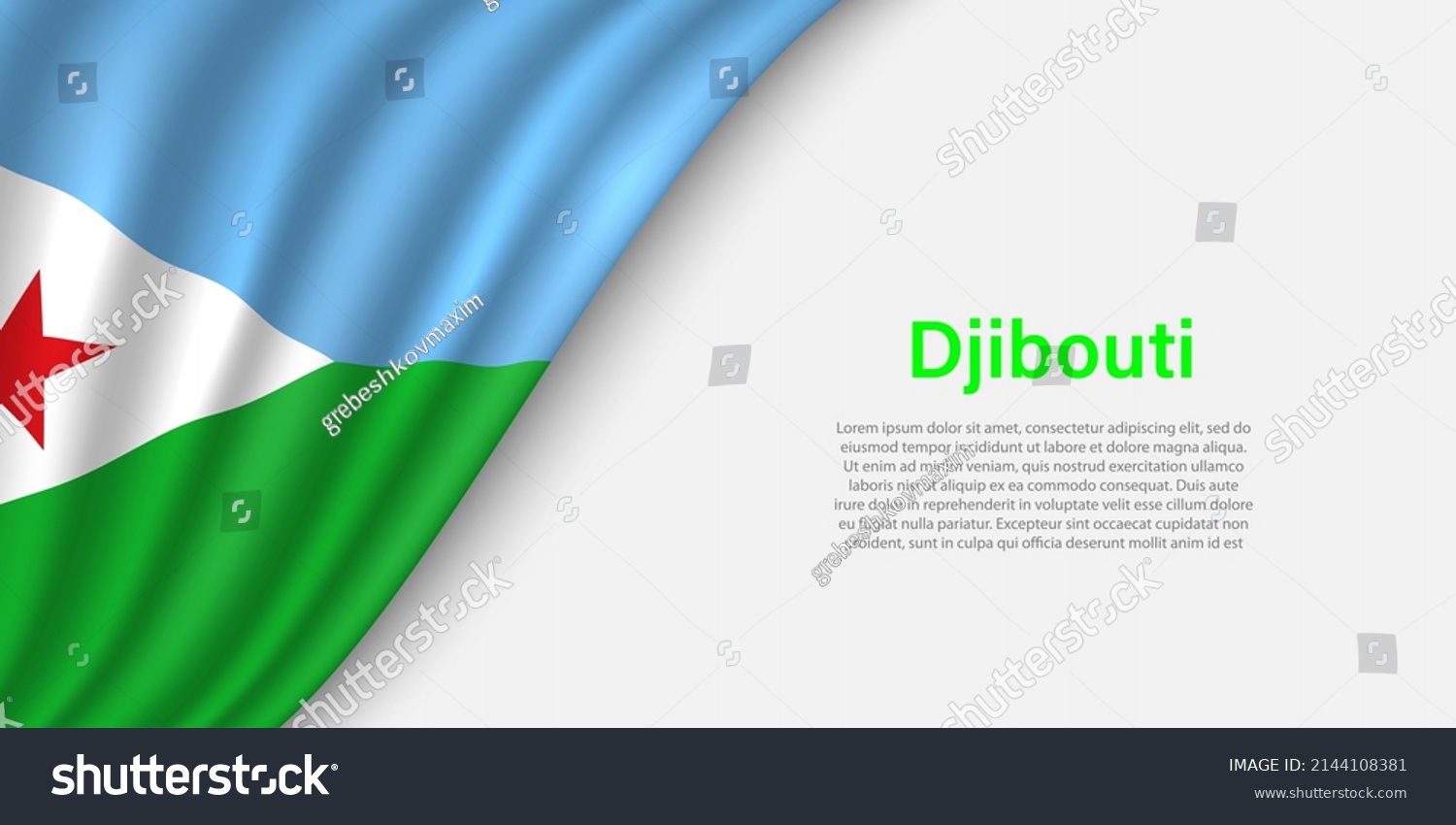 SVG of Wave flag of Djibouti on white background. Banner or ribbon vector template for independence day svg