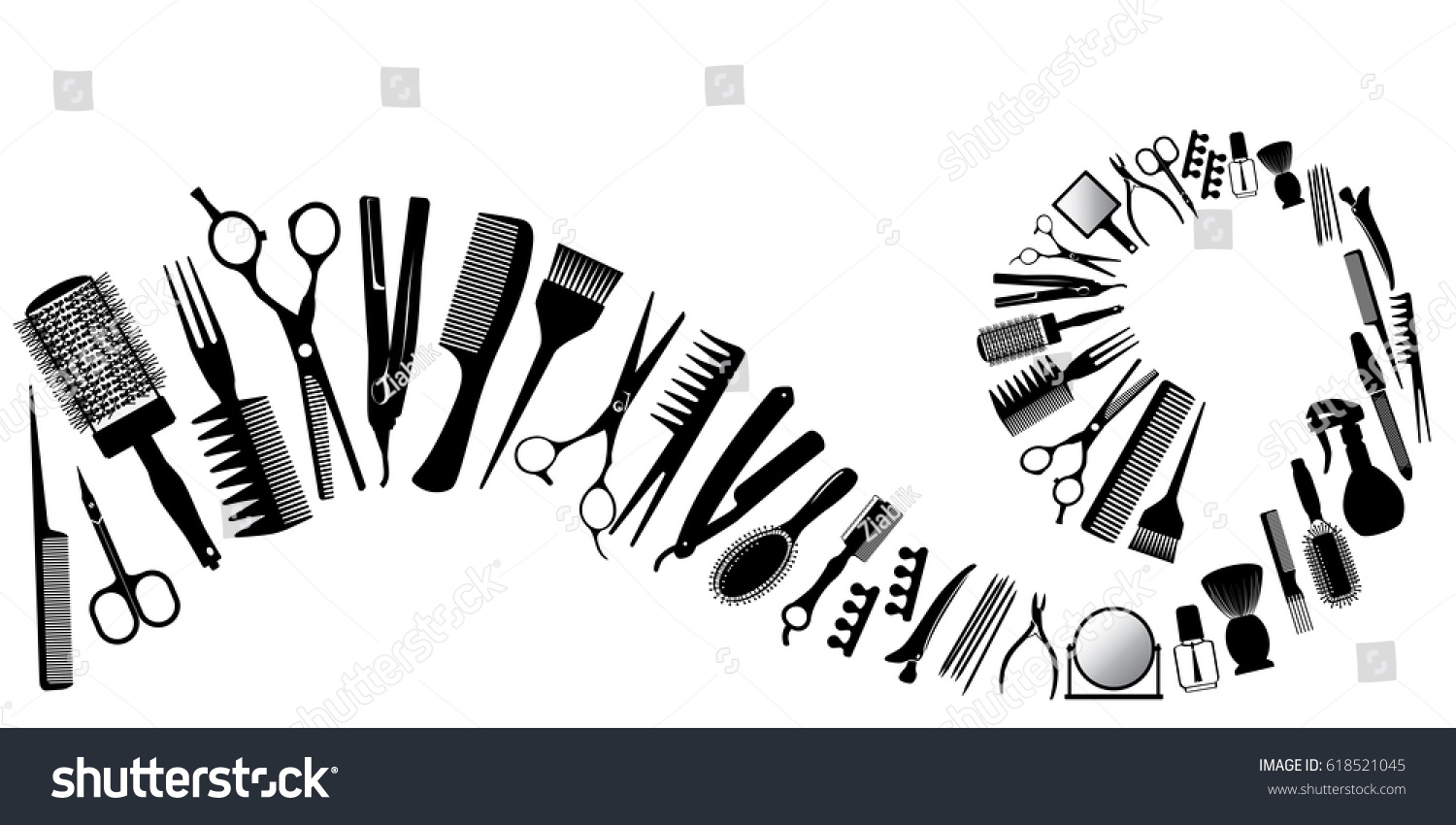 Silhouettes of tools for the barbershop mural wallpaper