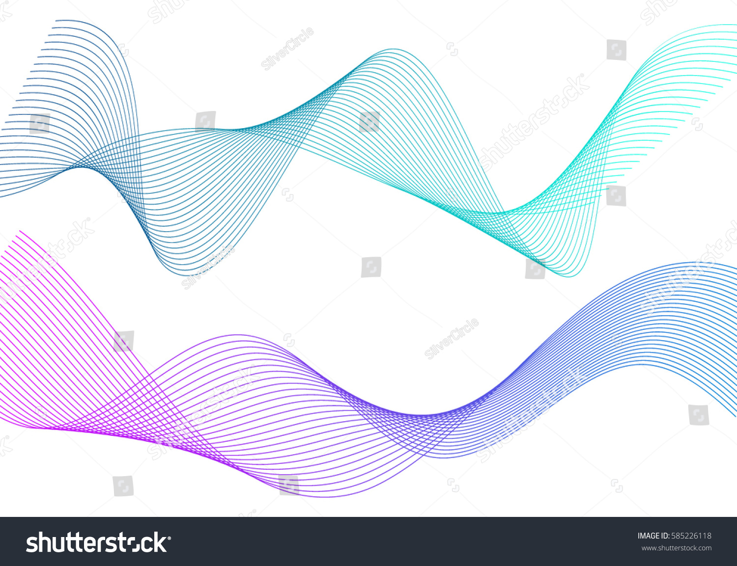 SVG of Wave of the many colored lines. Abstract wavy stripes on a white background isolated. Creative line art. Vector illustration EPS 10. Design elements created using the Blend Tool. Curved smooth tape svg