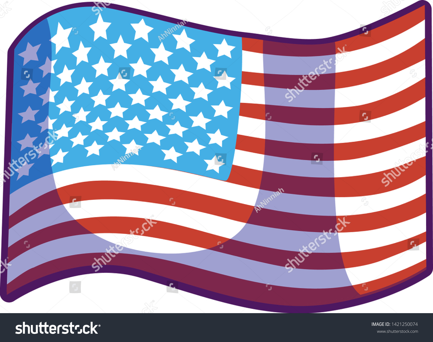 Waving Cartoon Usa Flag Vector Icon Stock Vector Royalty Free