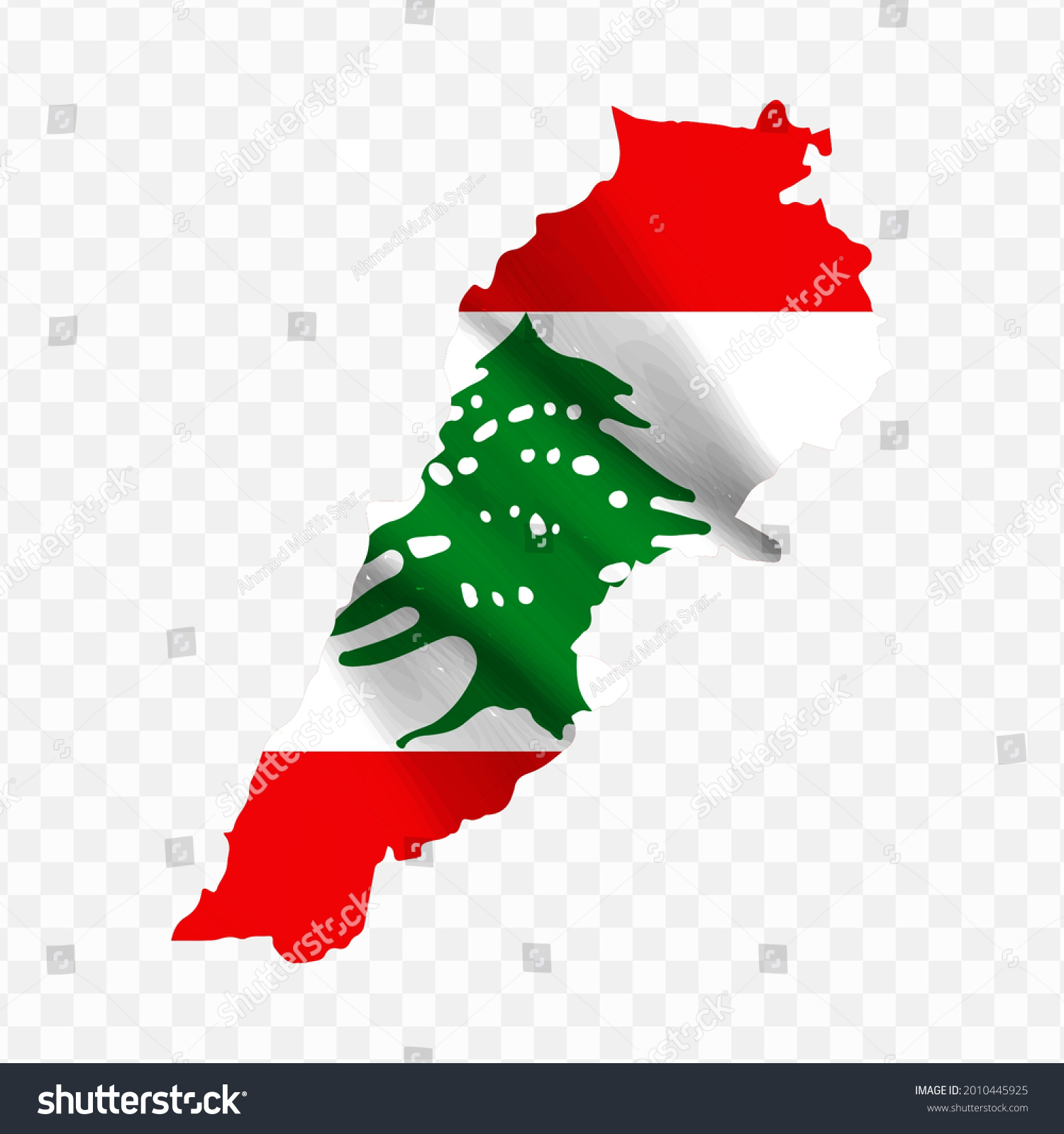 Waving Flag Map Lebanese Transparent Background Stock Vector (Royalty ...