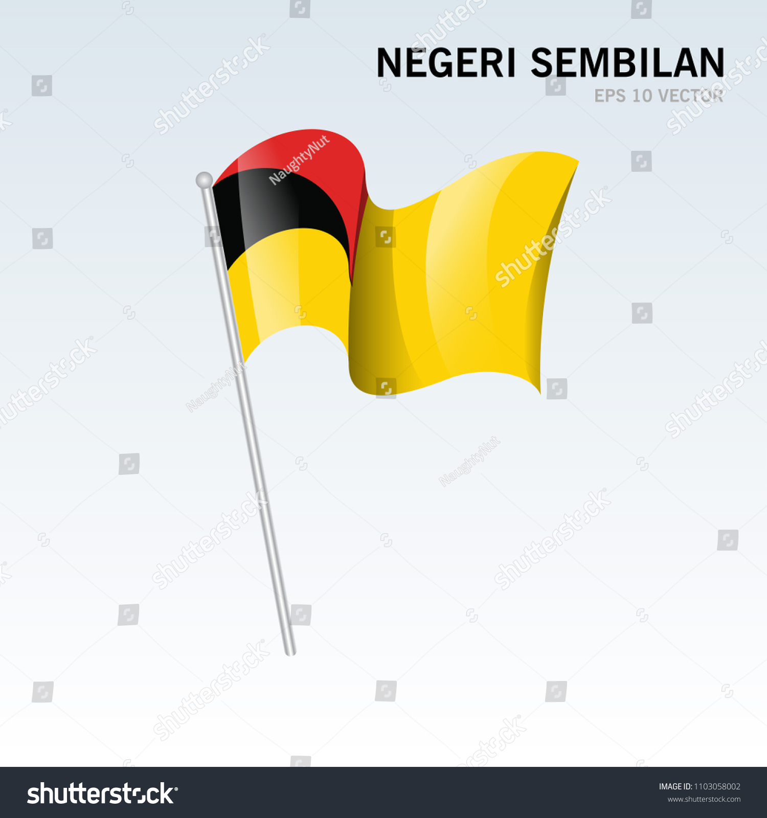 Waving Flag Negeri Sembilan State Federal Stock Vector (Royalty 