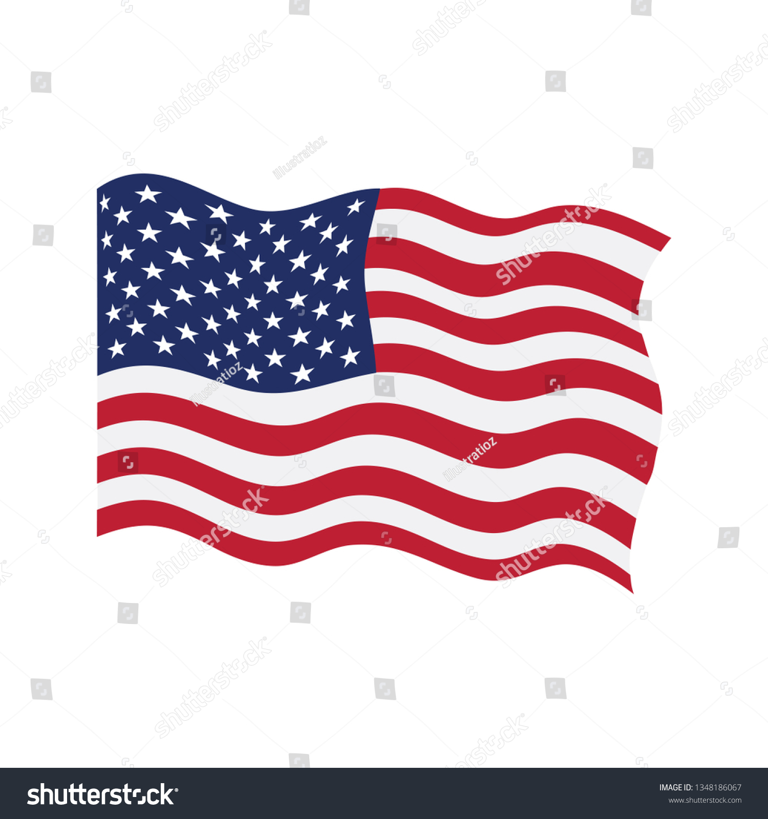 Waving Flag United States Vector Illustration Stock Vector Royalty Free 1348186067 Shutterstock 1137