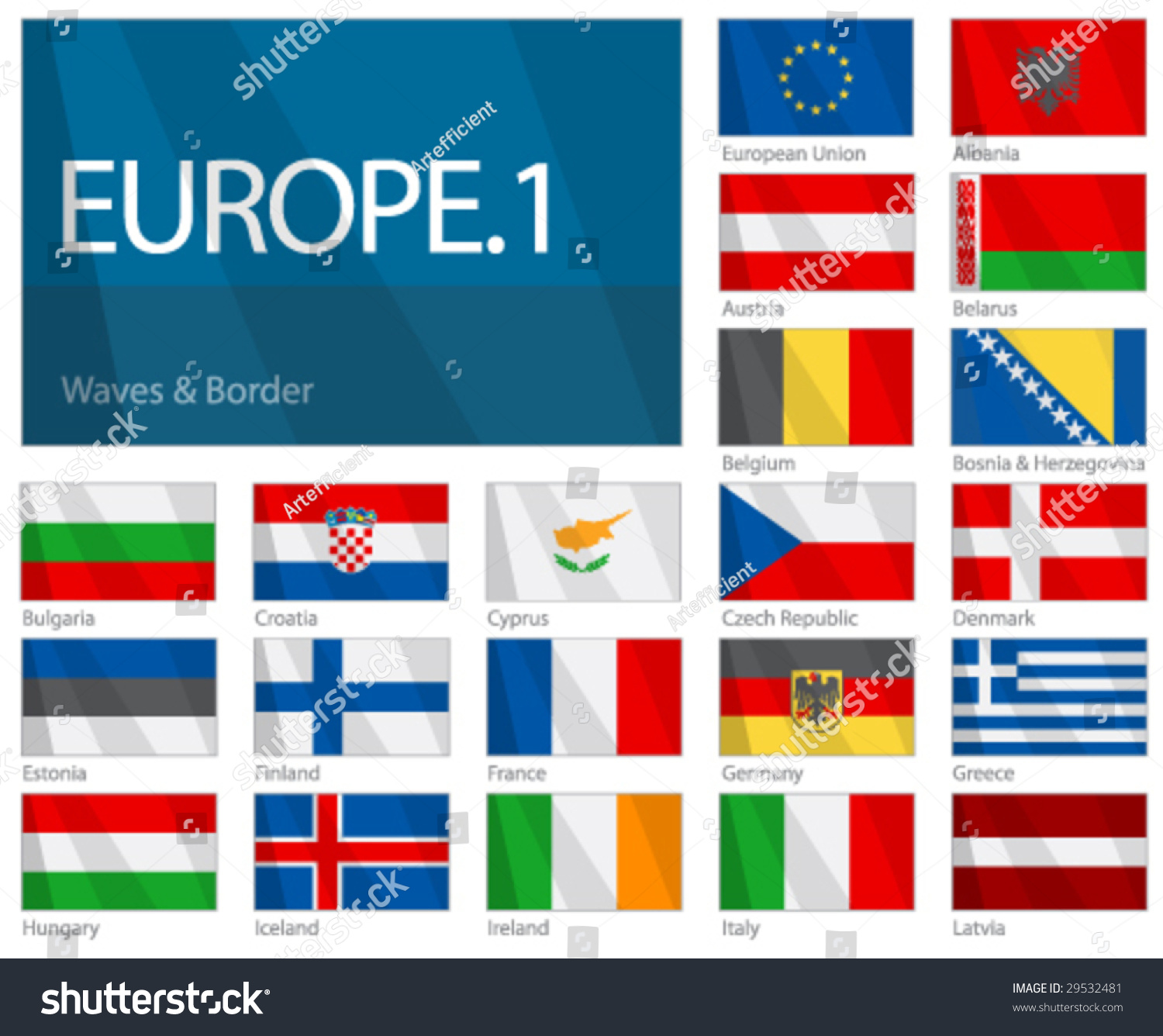 Waving Flags Of European Countries - Part 1. Design 