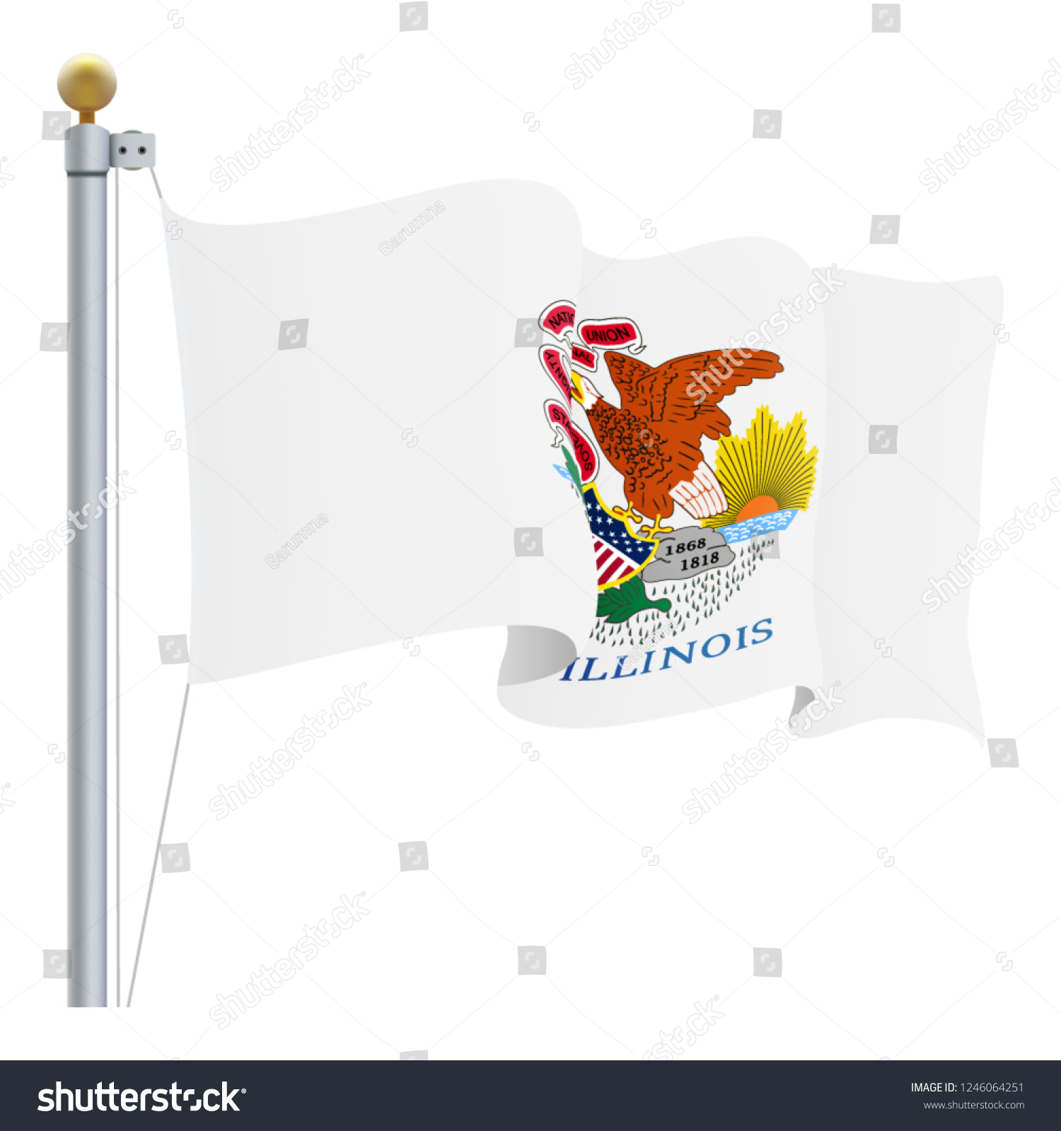 SVG of Waving Illinois Flag Isolated On A White Background. Vector Illustration. Official Colors And Proportion. Independence Day svg