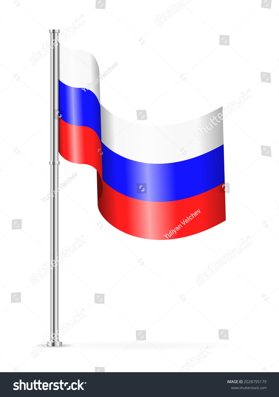 Wavy Flag Russia On White Background Stock Vector (Royalty Free ...