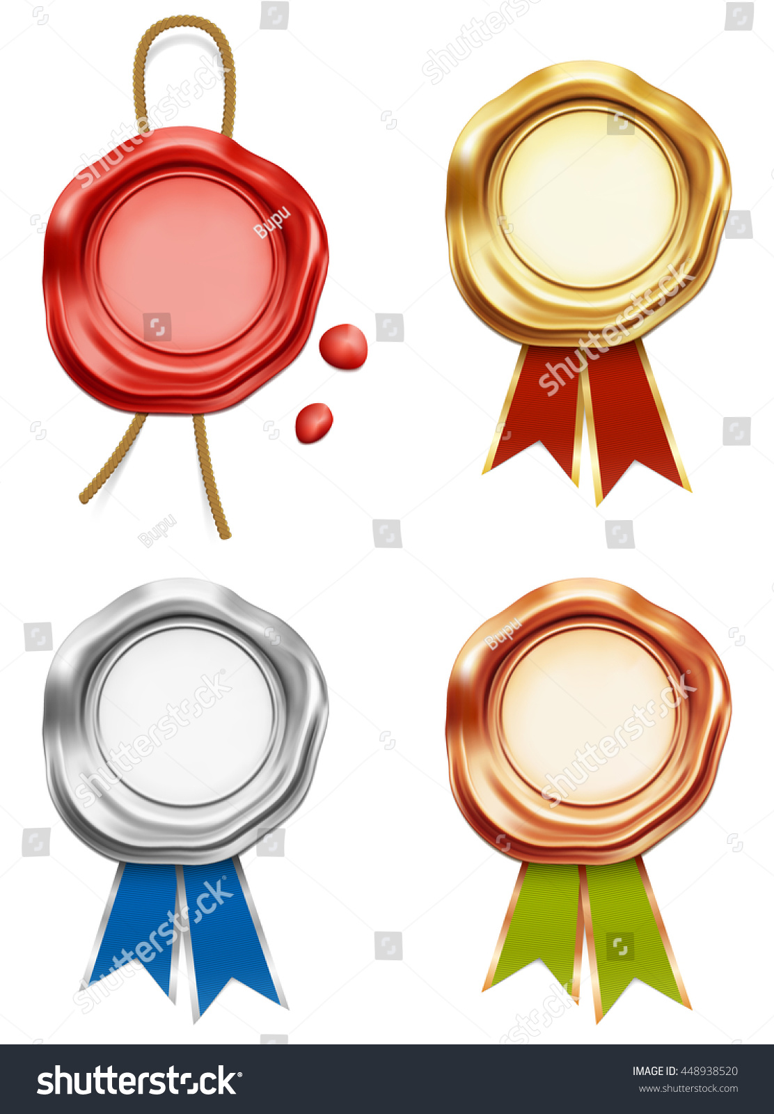 Wax Stamp Seal Golden Silver Bronze Stock Vector 448938520 Shutterstock