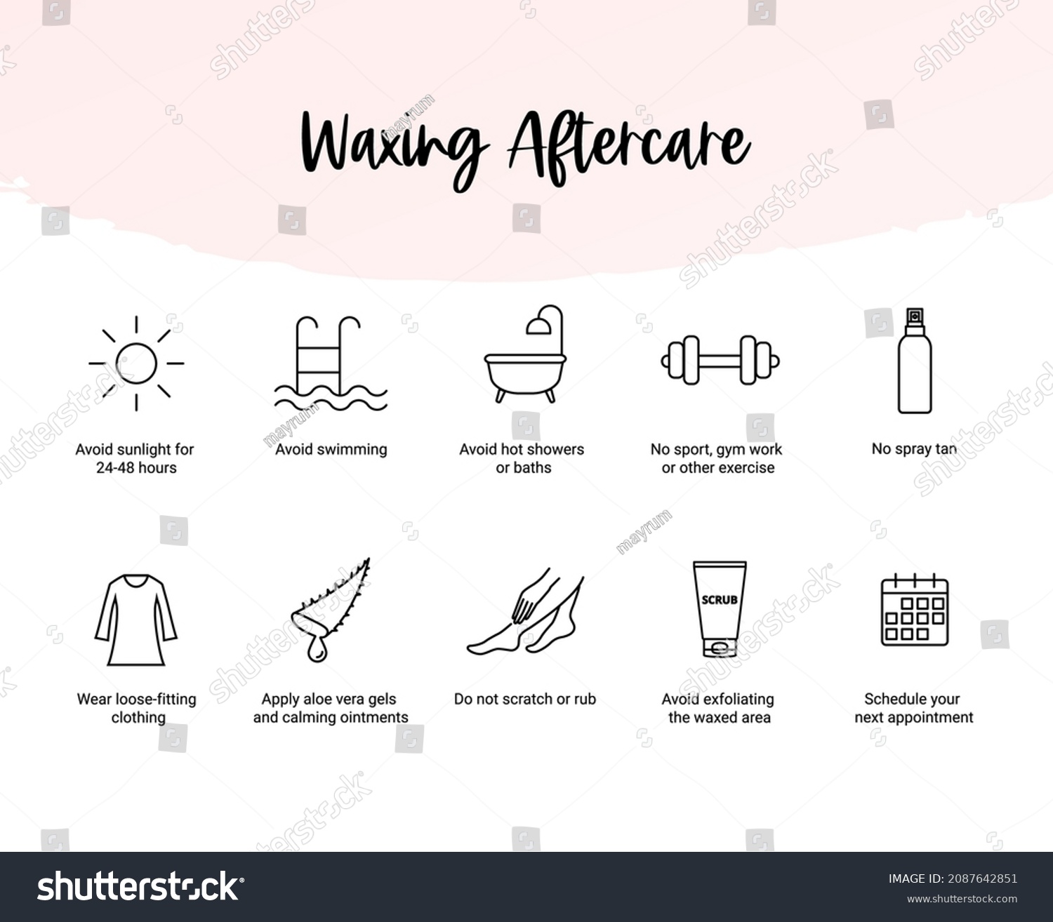 Waxing Aftercare Instruction Hair Removal Care Stock Vector Royalty