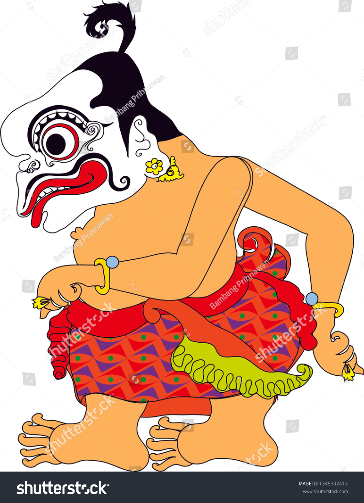 SVG of Wayang Punakawan Clown Bagong Character,  Indonesian Traditional Shadow Puppet - Vector Illustration svg