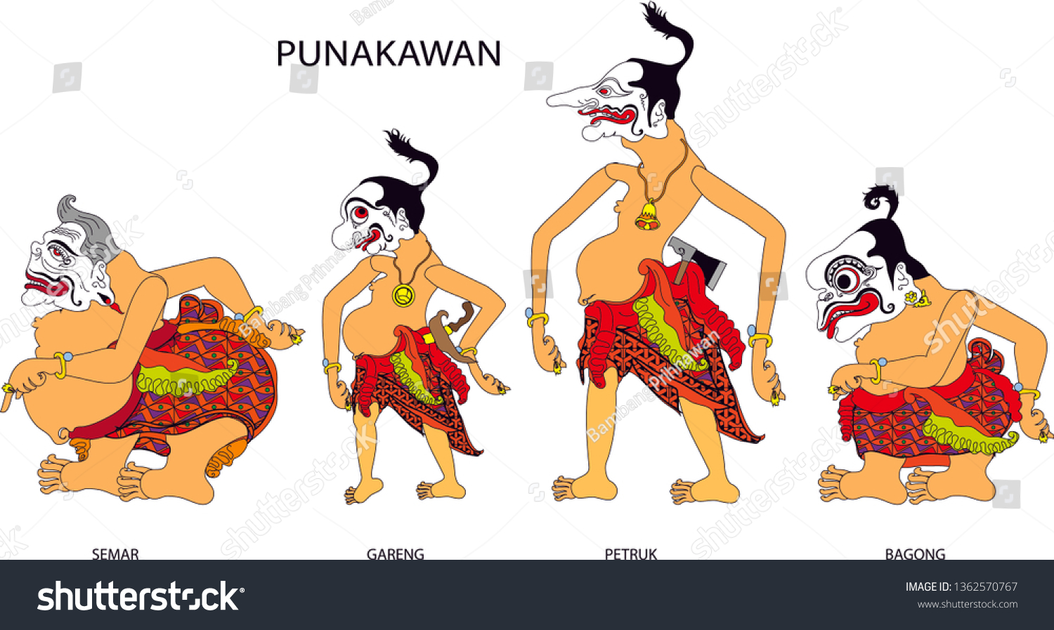 Wayang Punakawan Clowns Character Indonesian Traditional Stock Vector Royalty Free 1362570767