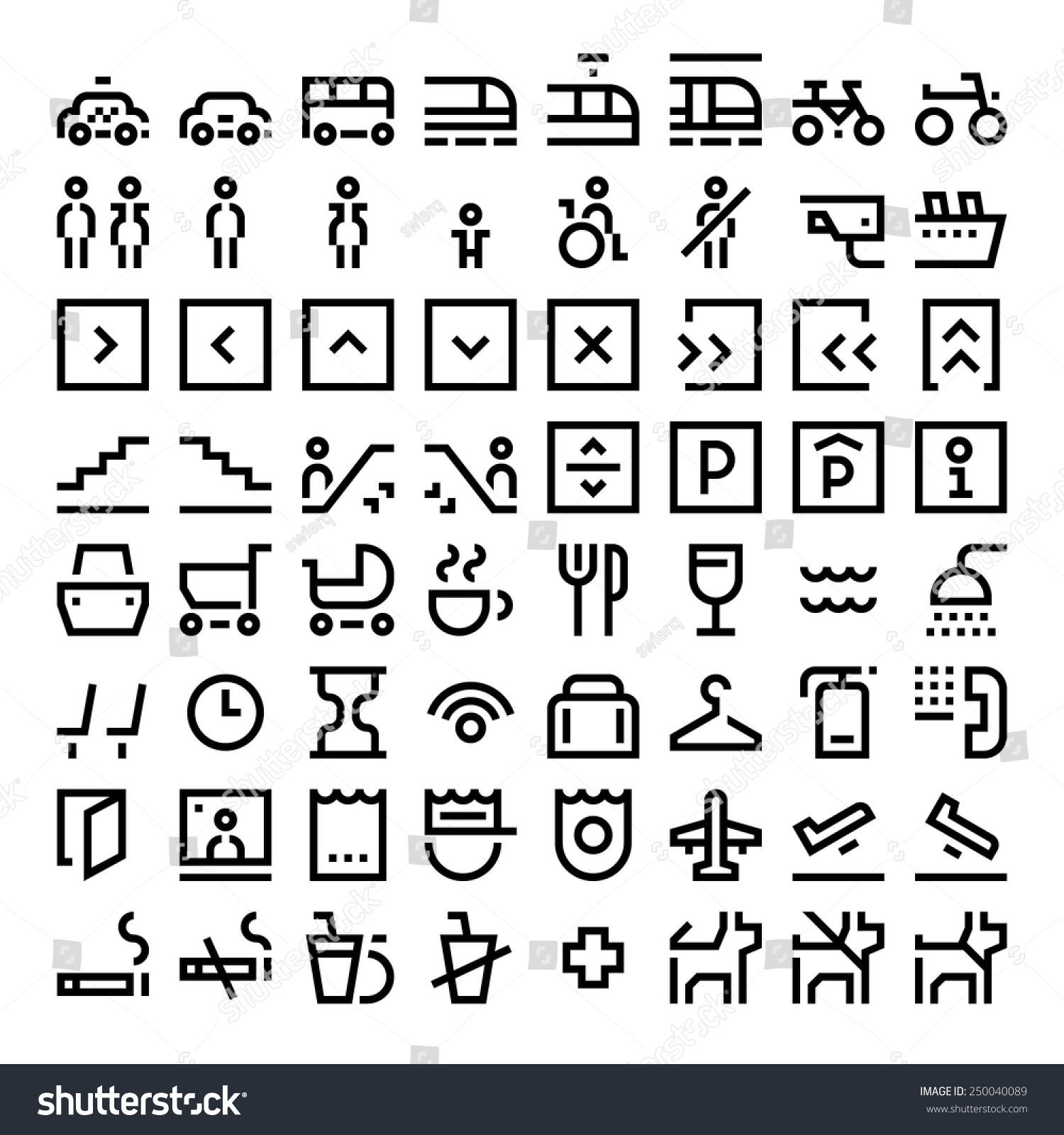 25 Wayfinding Vector Pictograms Arrows Transport Map Symbols | Images ...