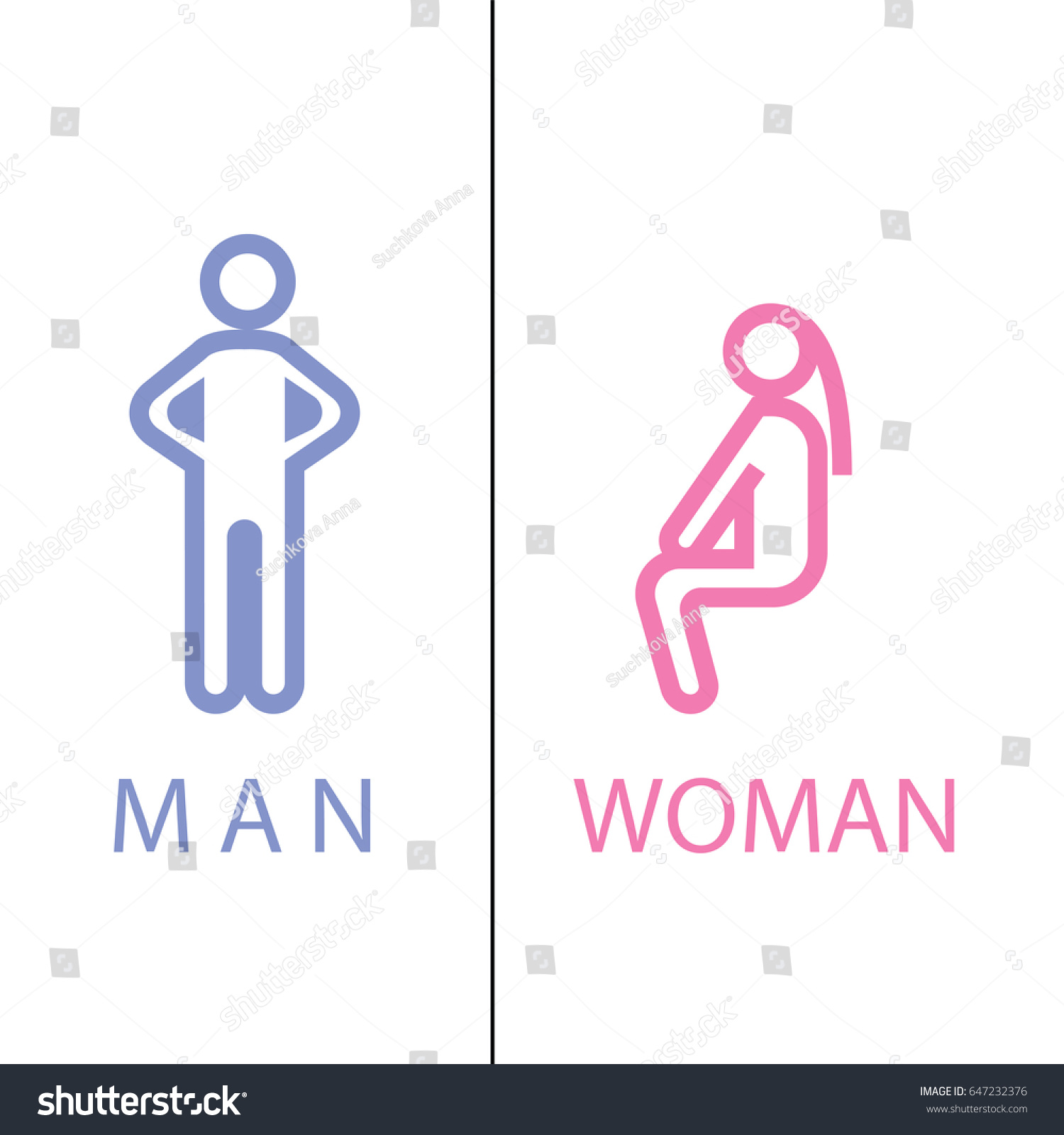 Download Wc Icon Man Woman Toilet Sign Stock Vector 647232376 - Shutterstock