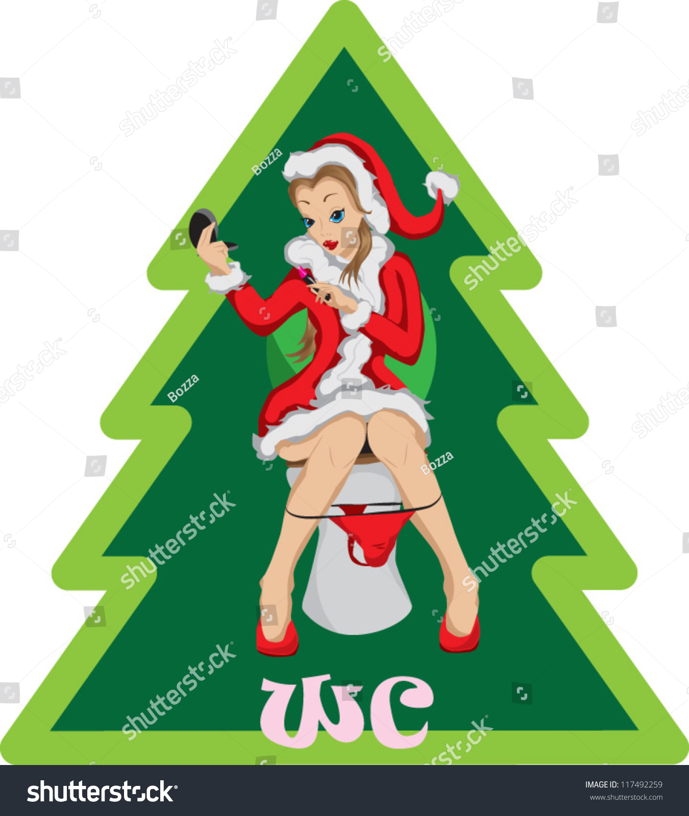 stock-vector-wc-sticker-girl-santa-red-for-new-years-party-117492259