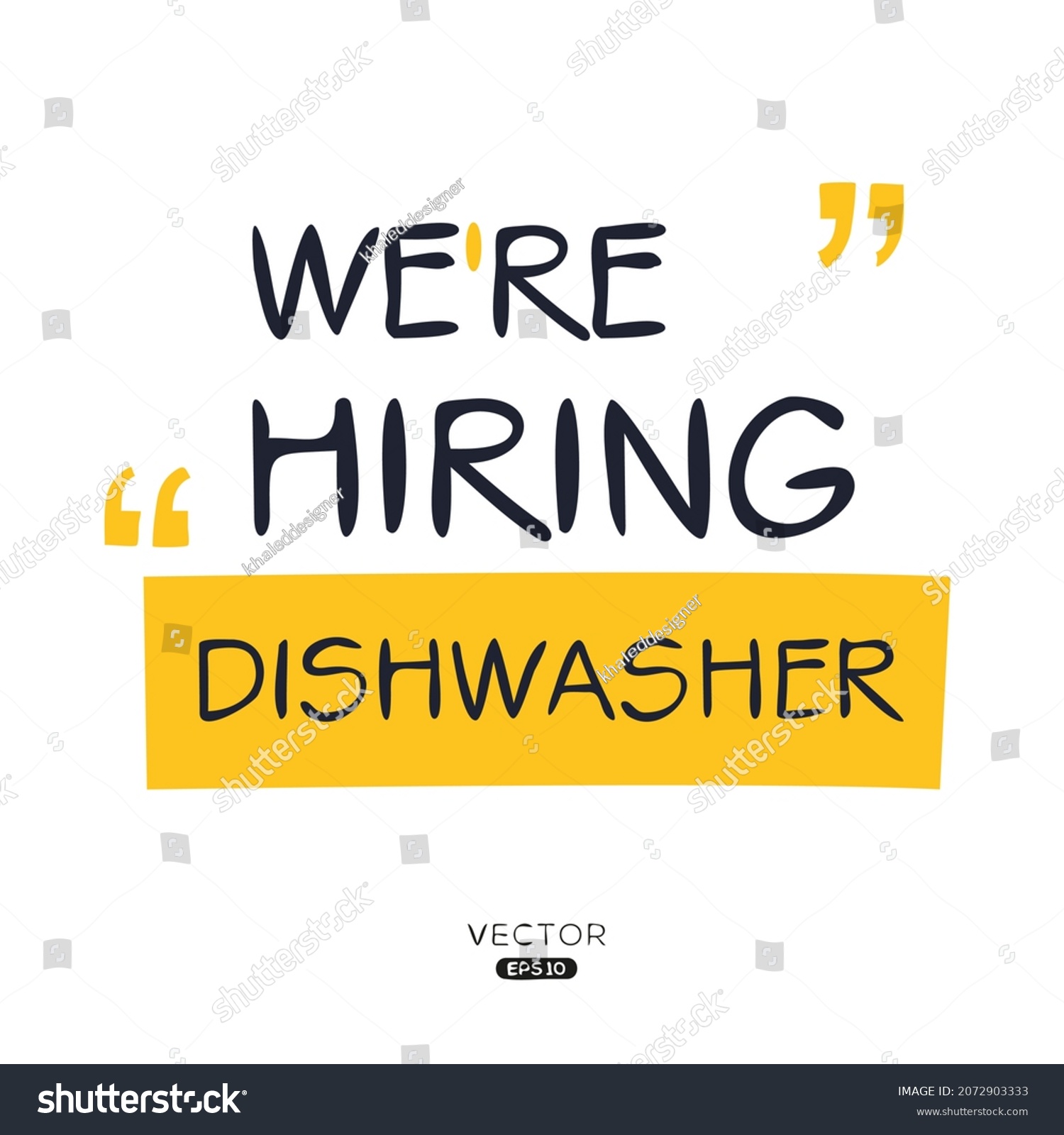 We Hiring Dishwasher Vector Illustration Stock Vector (Royalty Free