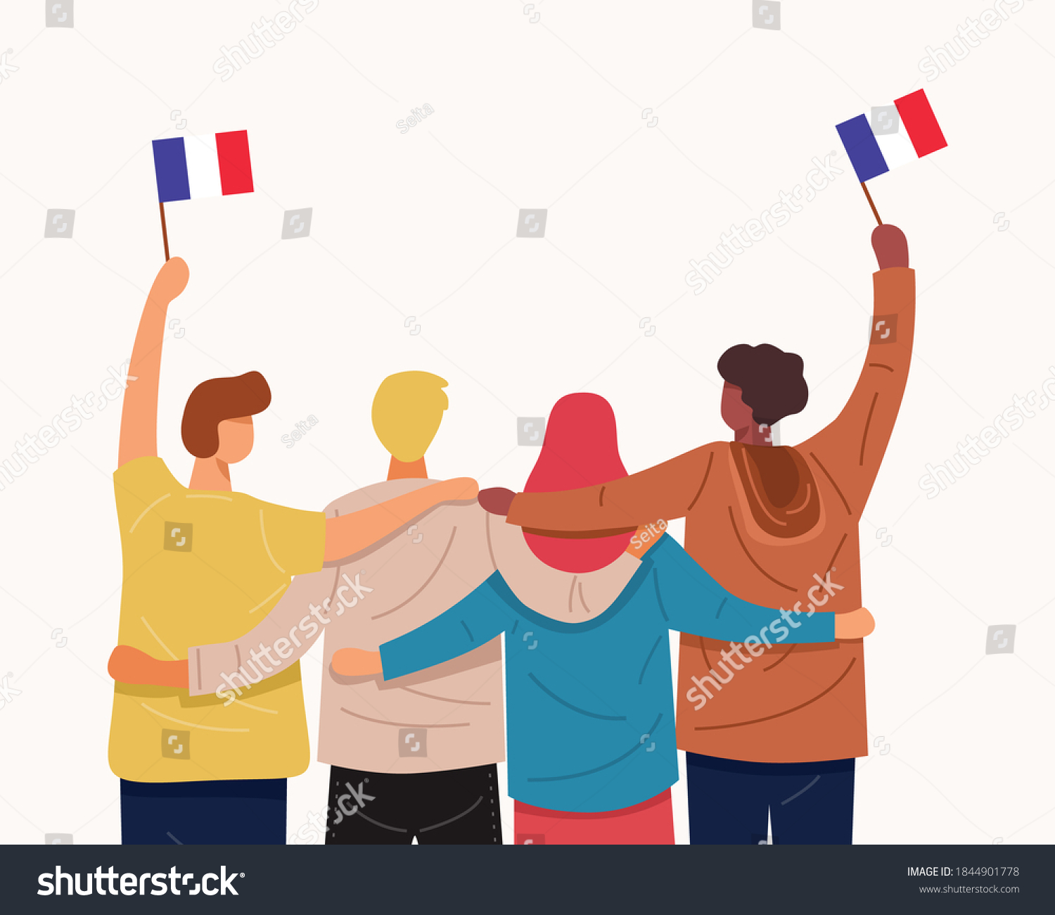 We Love France Banner Back View Stock Vector (royalty Free) 1844901778 