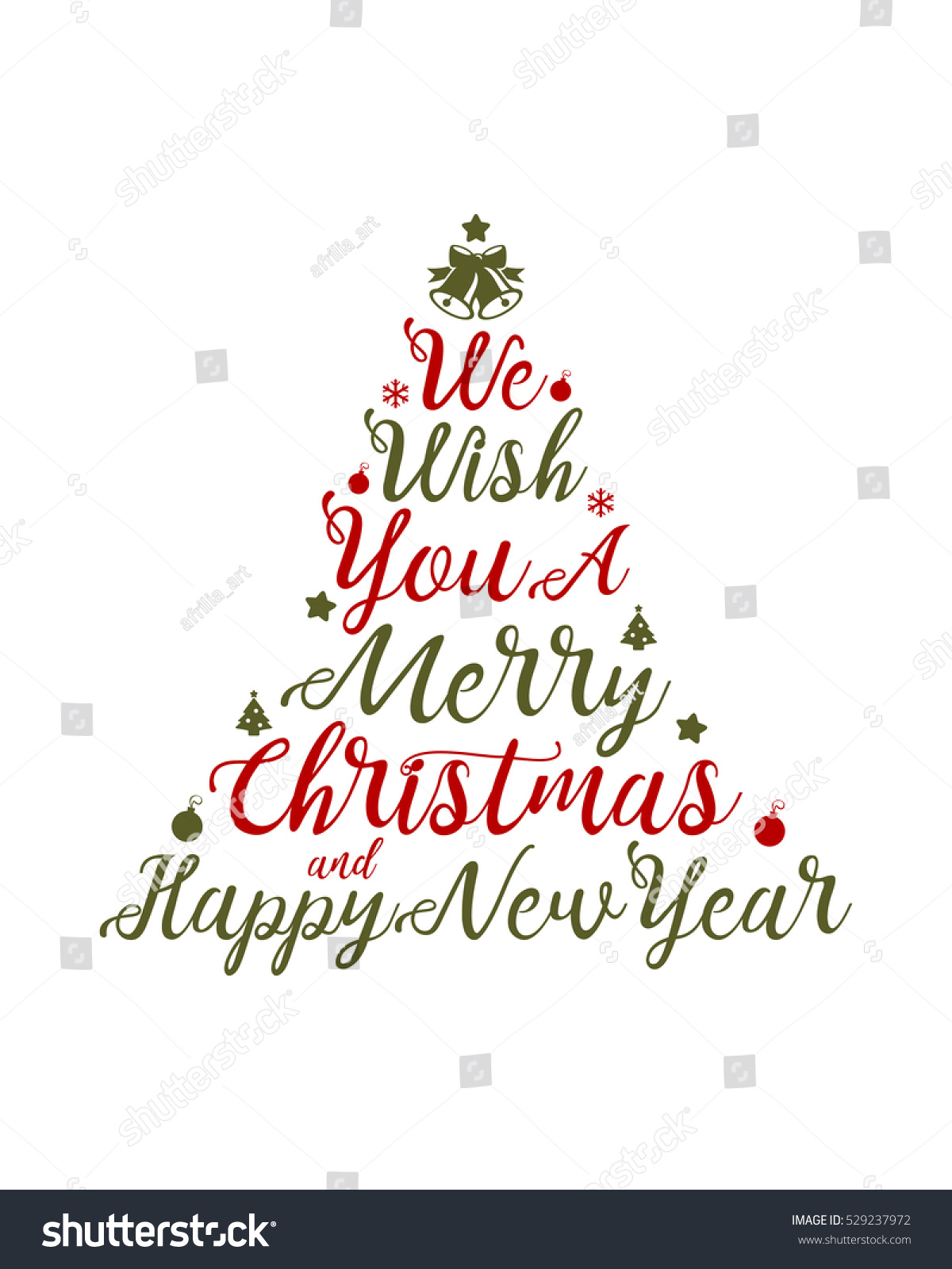 We Wish You A Merry Christmas And A Happy New Year Lettering Design 1 Stock Vector Illustration ...