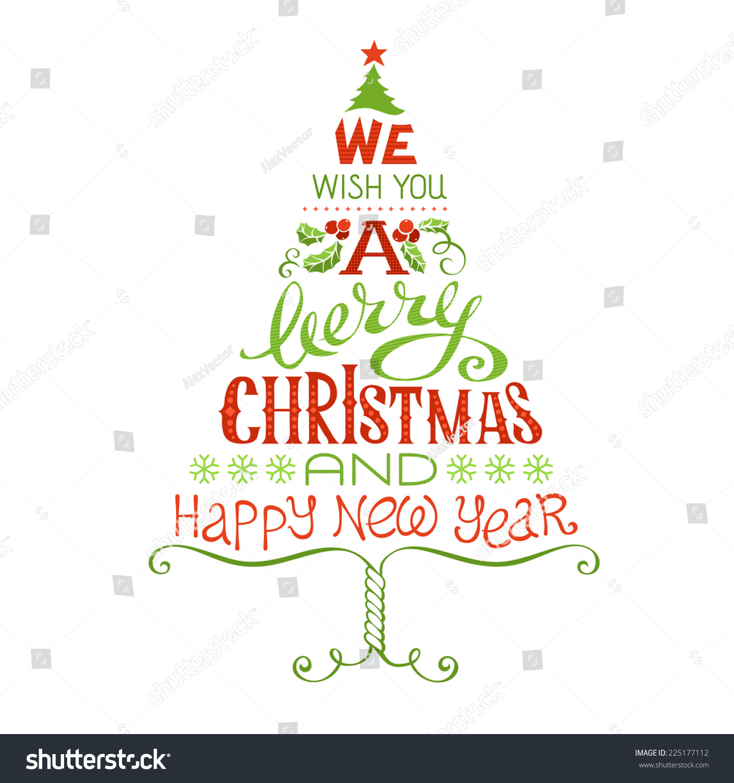We Wish You Merry Christmas Happy Stock Vector 225177112 - Shutterstock