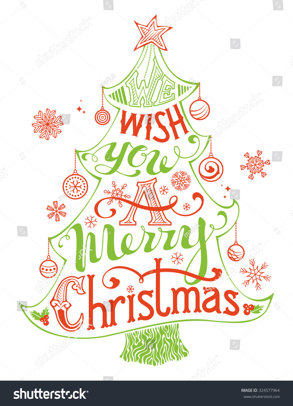 We Wish You A Merry Christmas. Merry Christmas Lettering In Christmas ...