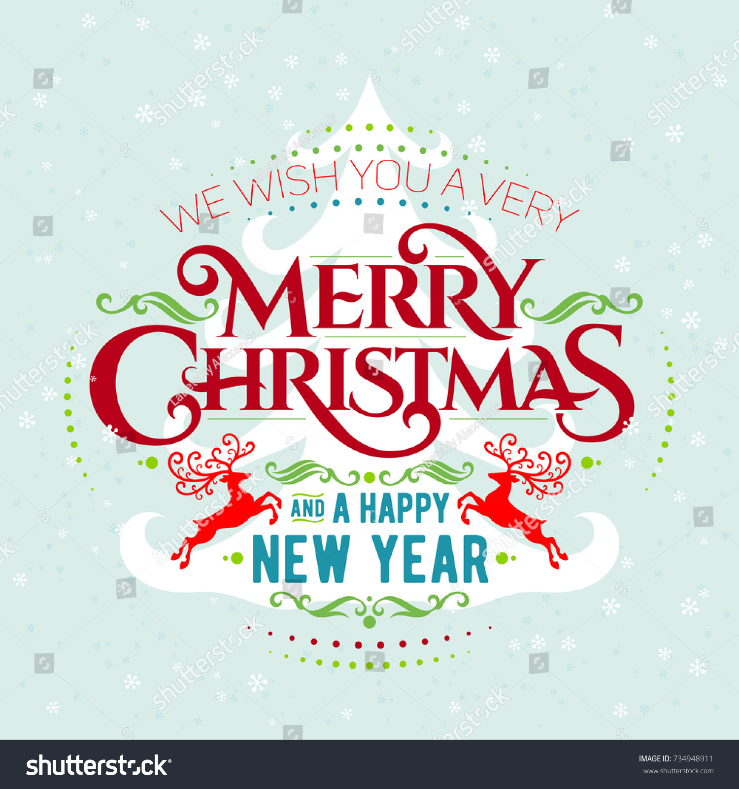 We Wish You Very Merry Christmas Stock Vector 734948911 