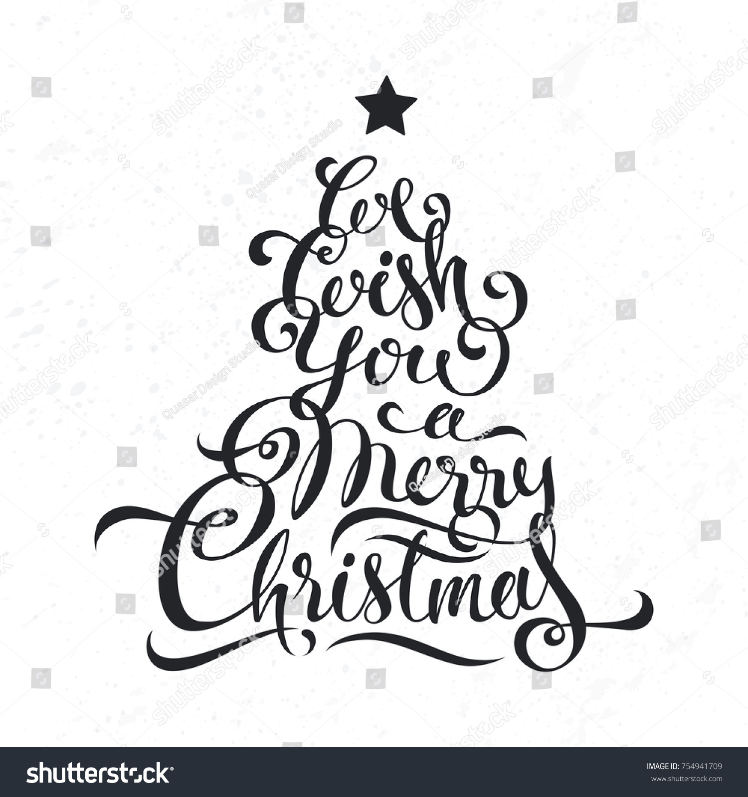 We Wish You Merry Christmas Lettering Vector De Stock Libre De Regalías 754941709 