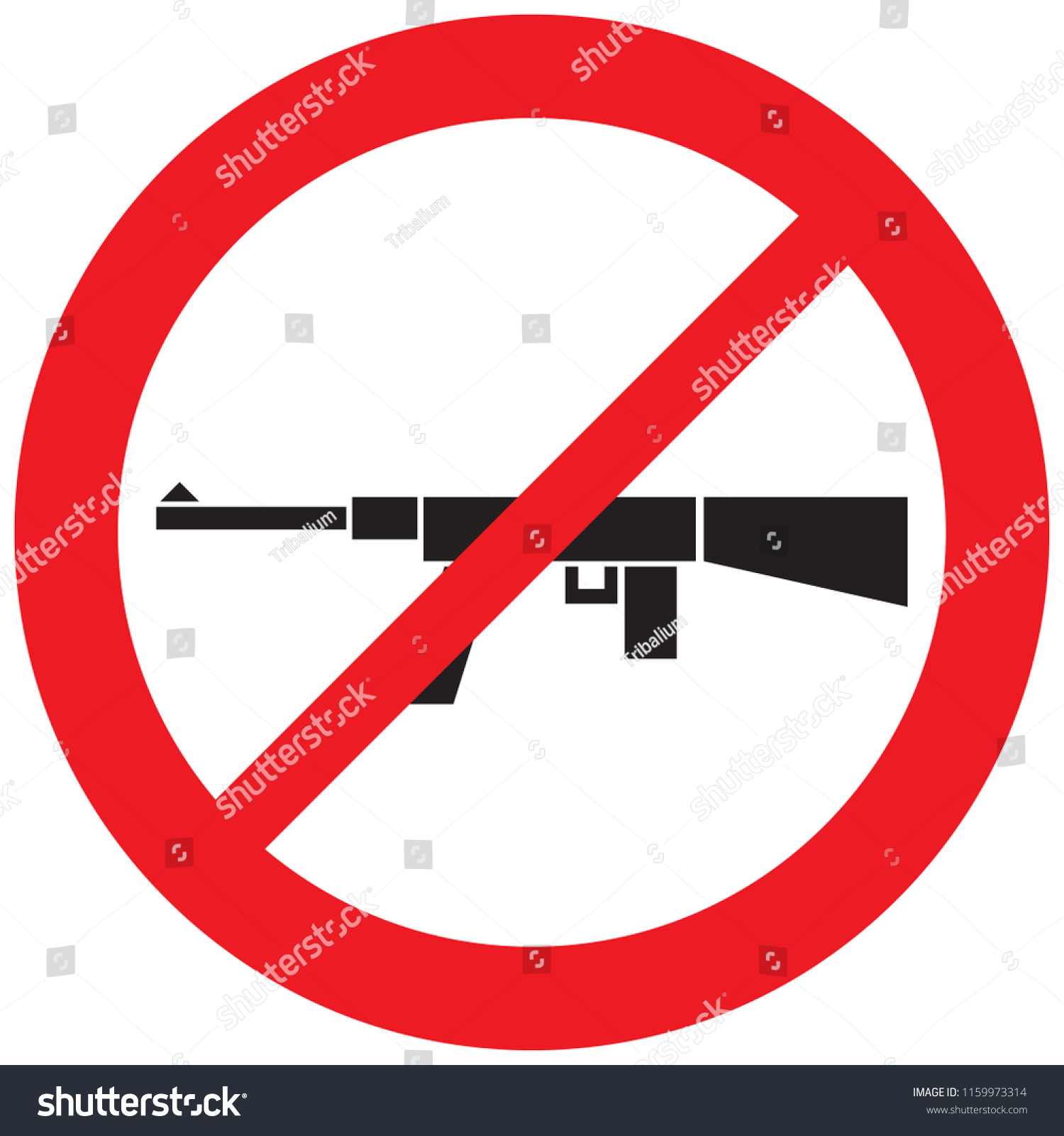 Weapon Not Allowed Sign Stop Machine Vetor Stock Livre De Direitos 1159973314