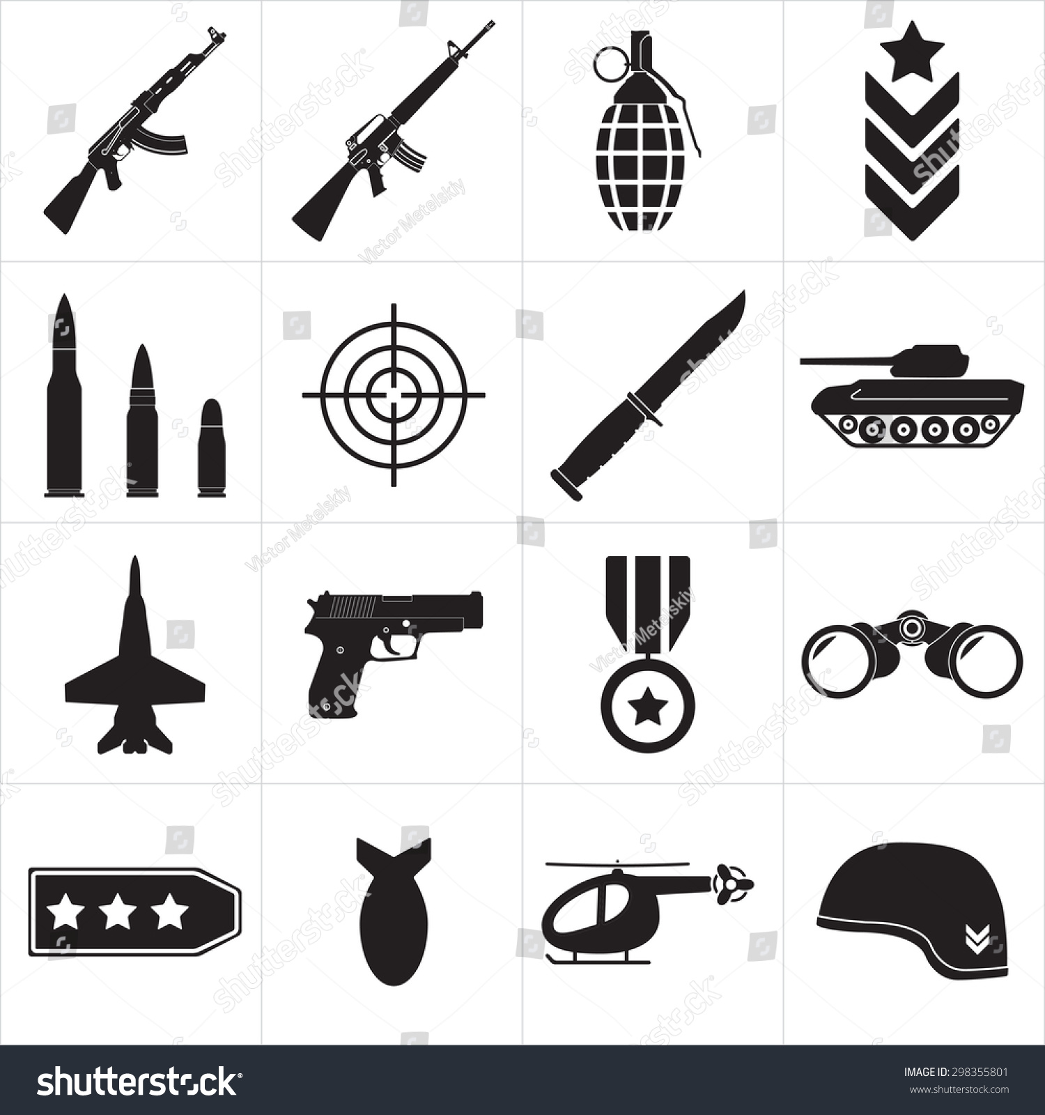 Weapons Military Icon Set Sub Machine Stock Vector 298355801 - Shutterstock