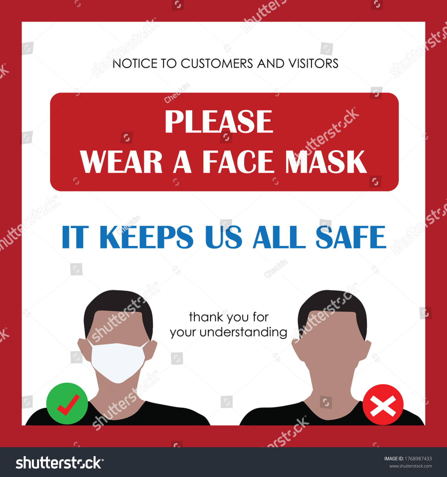 Wear Face Mask Sign Business Face Stock Vector Royalty Free