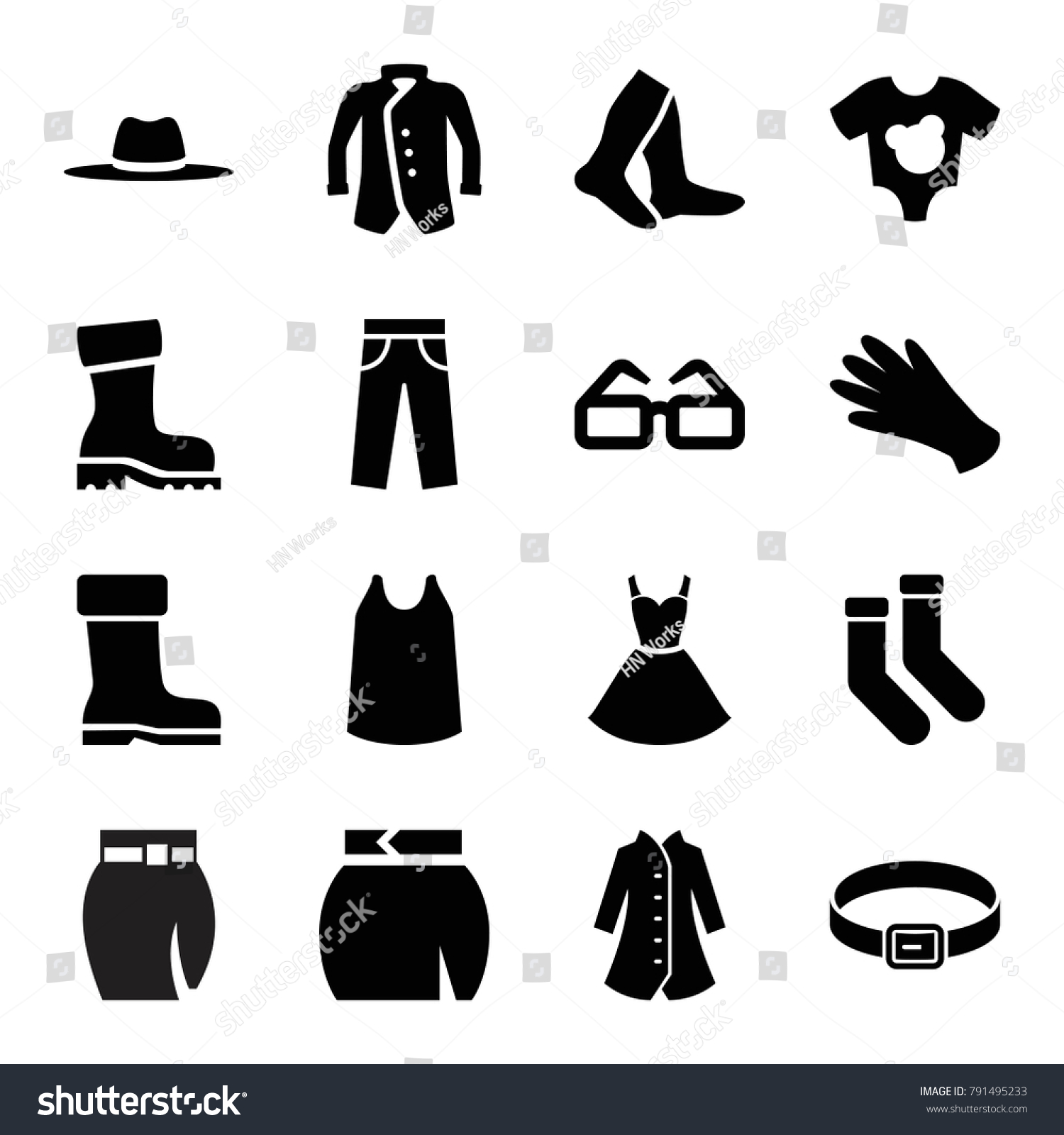 Wear Icons Set 16 Editable Filled Stock Vector (Royalty Free) 791495233