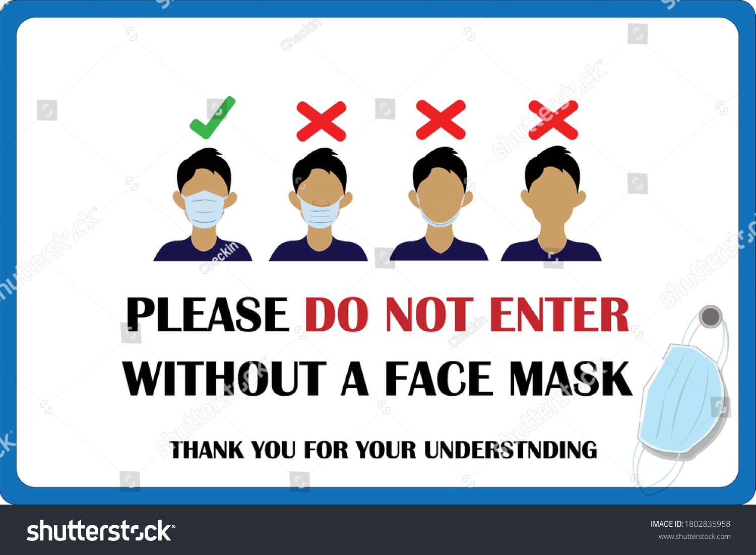 Wear Mask Sign Wear Face Covering Stock Vector Royalty Free