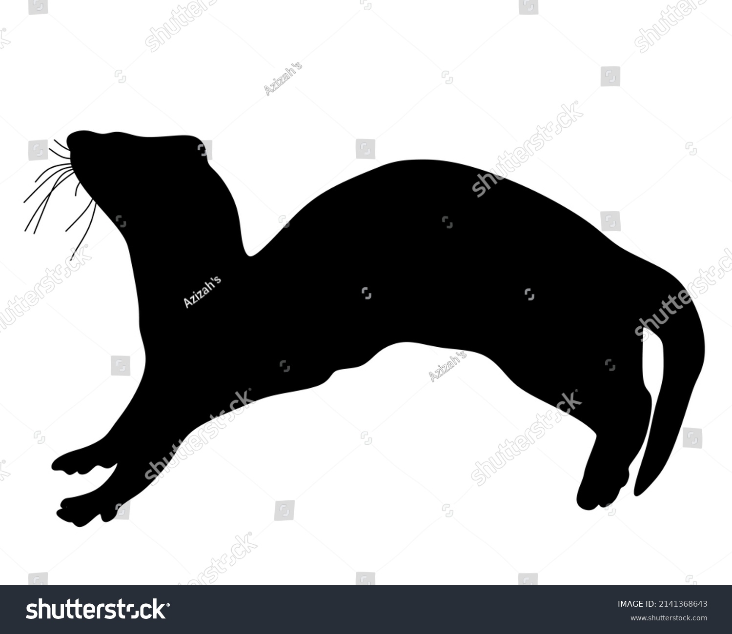 Weasel Silhouette Isolated On White Background Stock Vector Royalty