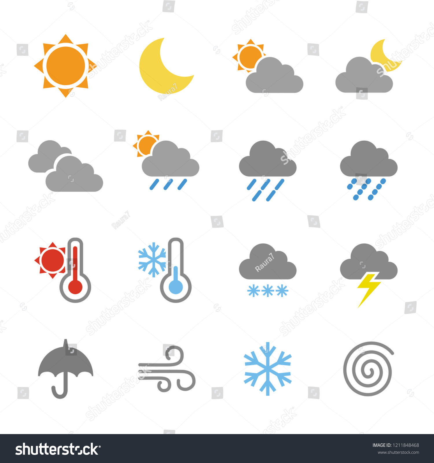 Weather Icon Set Stock Vector (Royalty Free) 1211848468 | Shutterstock