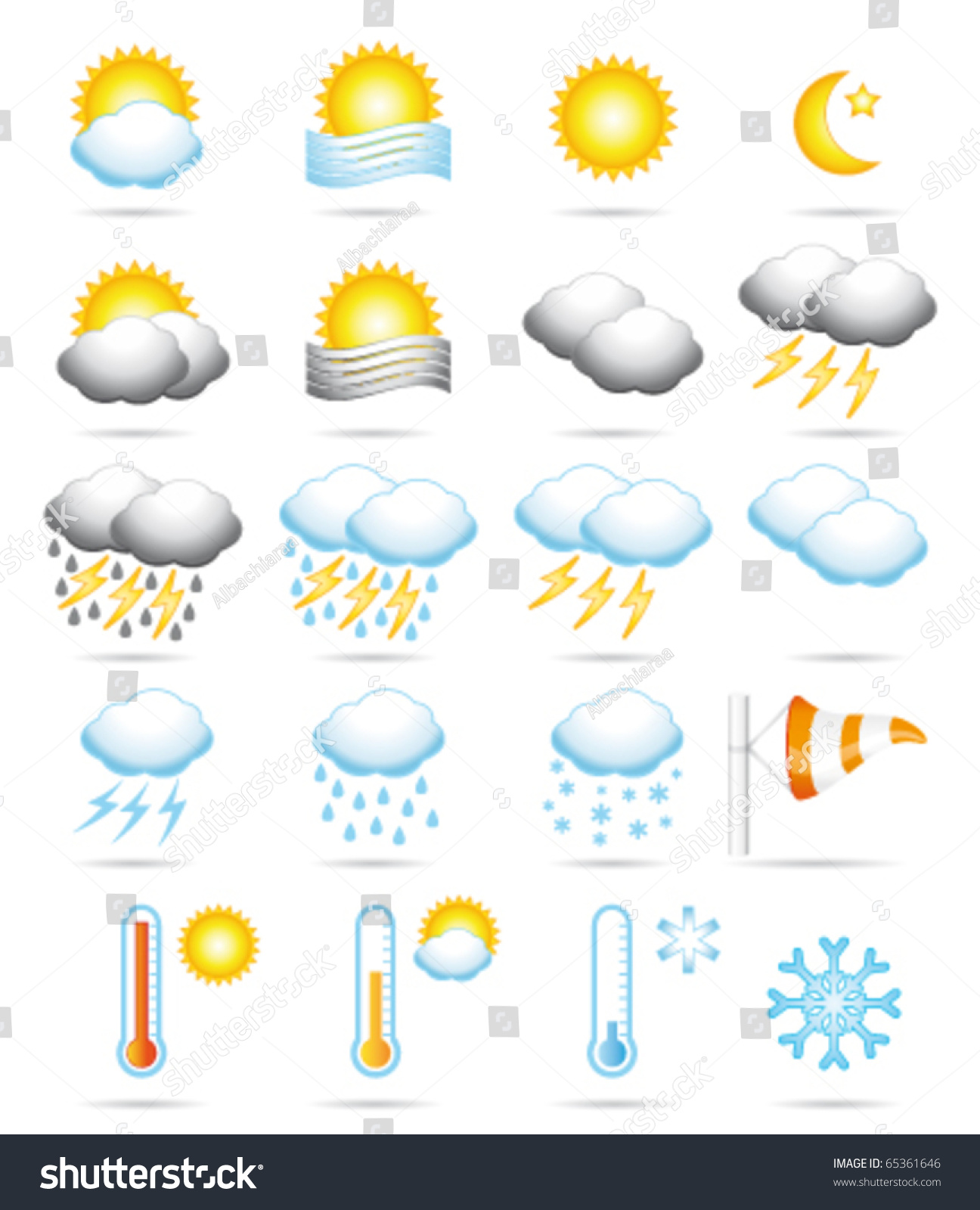 Weather Icons Meteorology Symbols Vector Collection Stock Vector ...