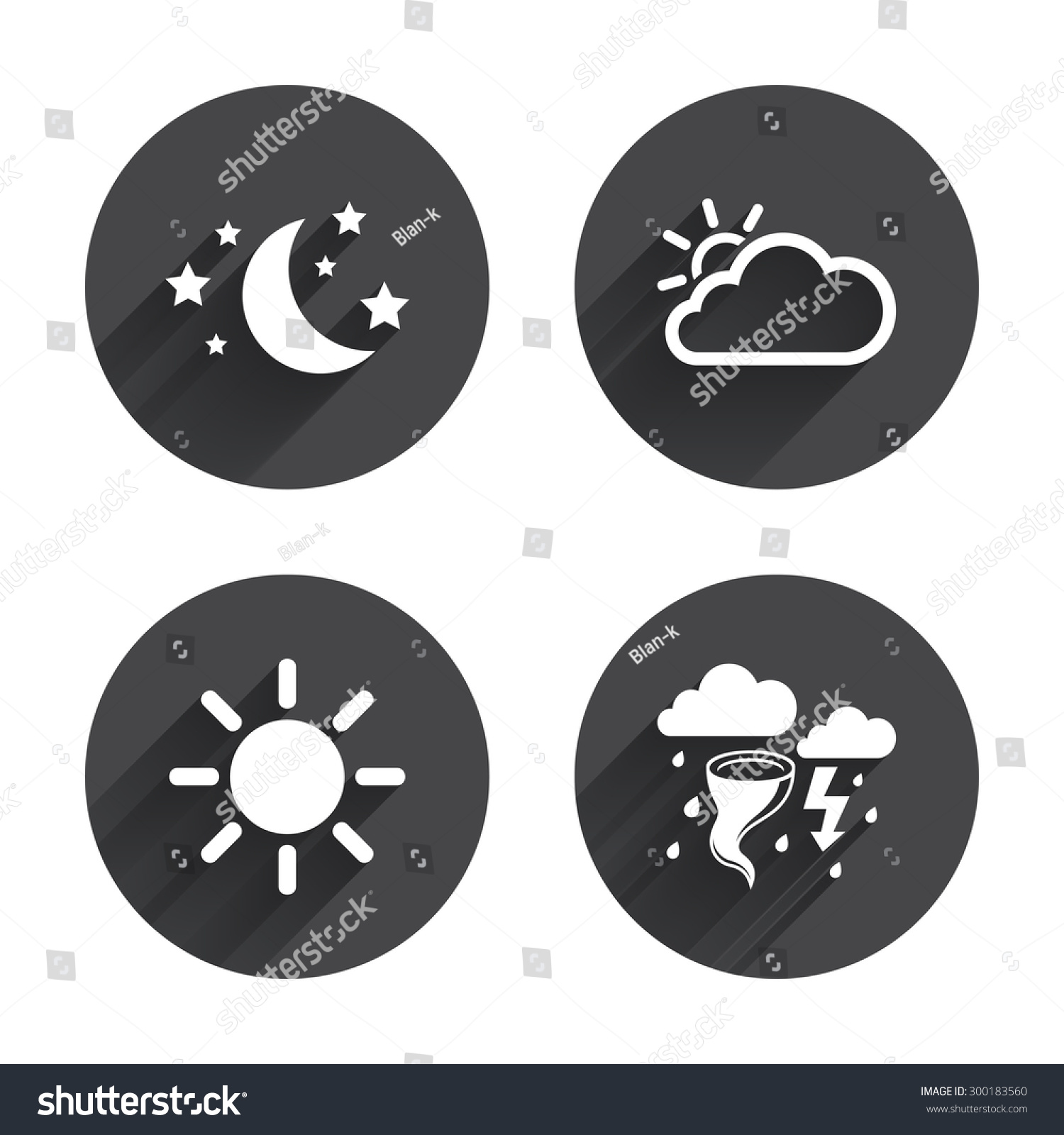 Weather Icons. Moon And Stars Night. Cloud And Sun Signs. Storm Or ...