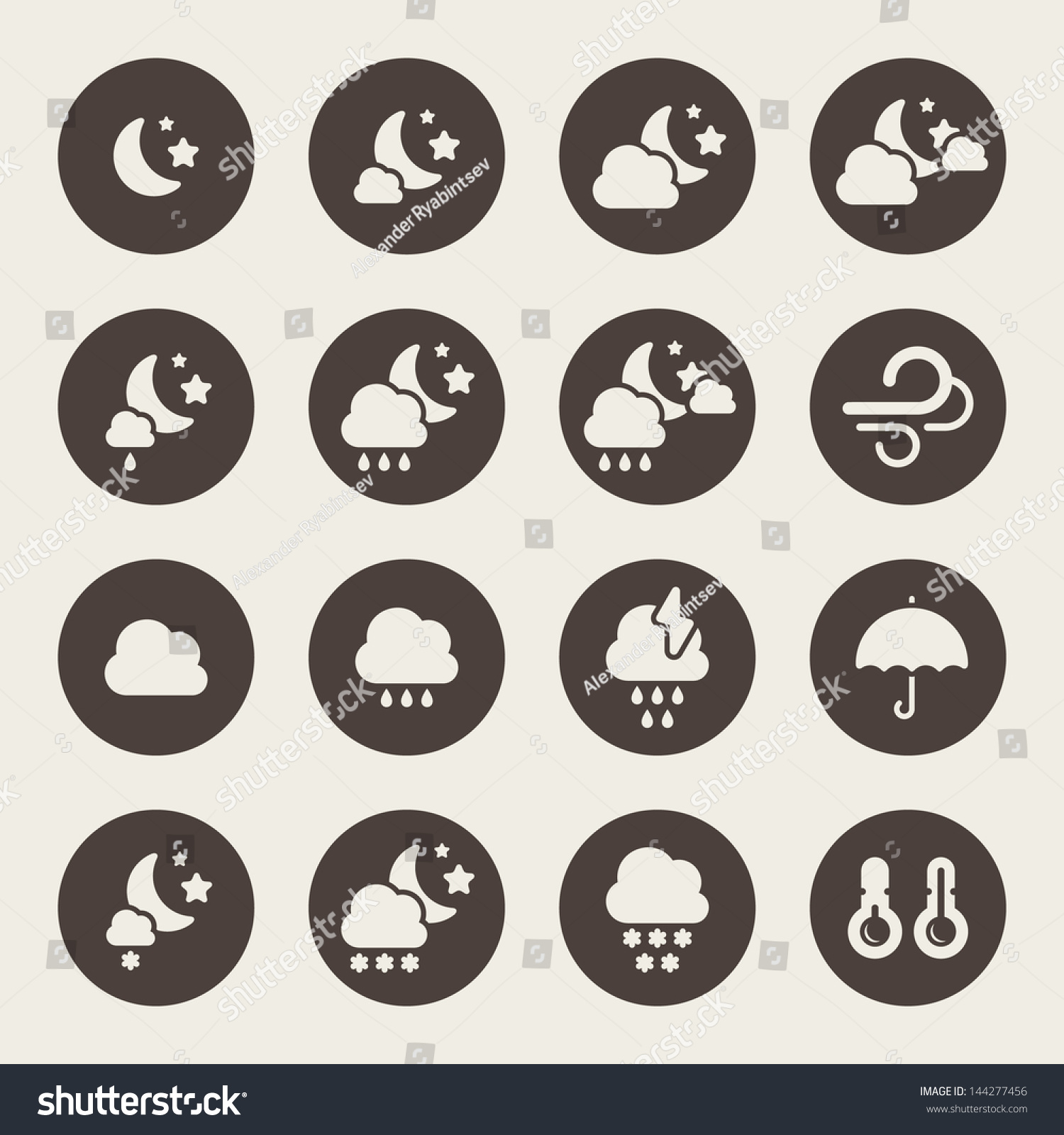 Weather Night Icons Set Stock Vector Illustration 144277456 : Shutterstock