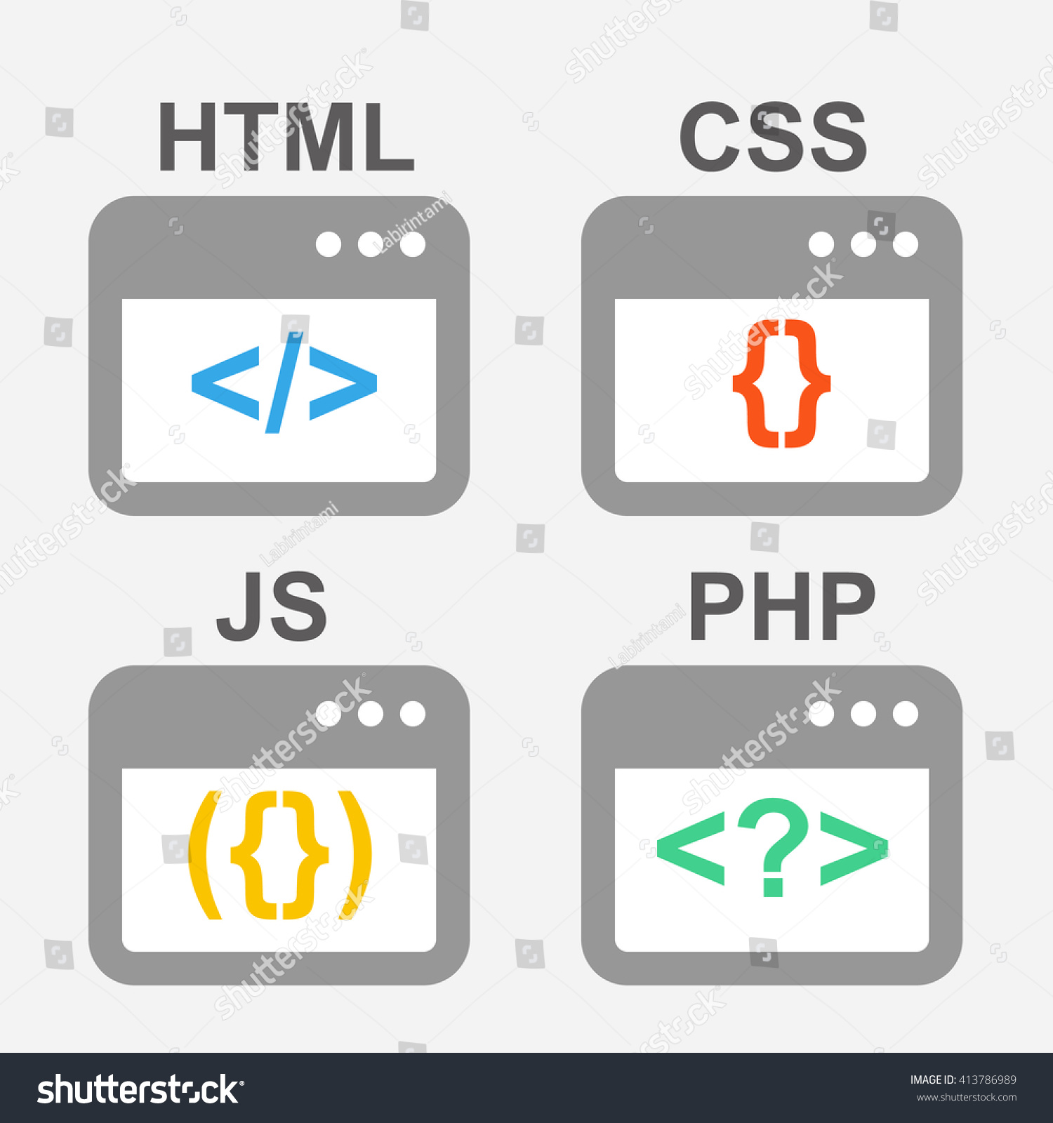 Download Web Design Coding Programming Flat Vector Stock Vector ...