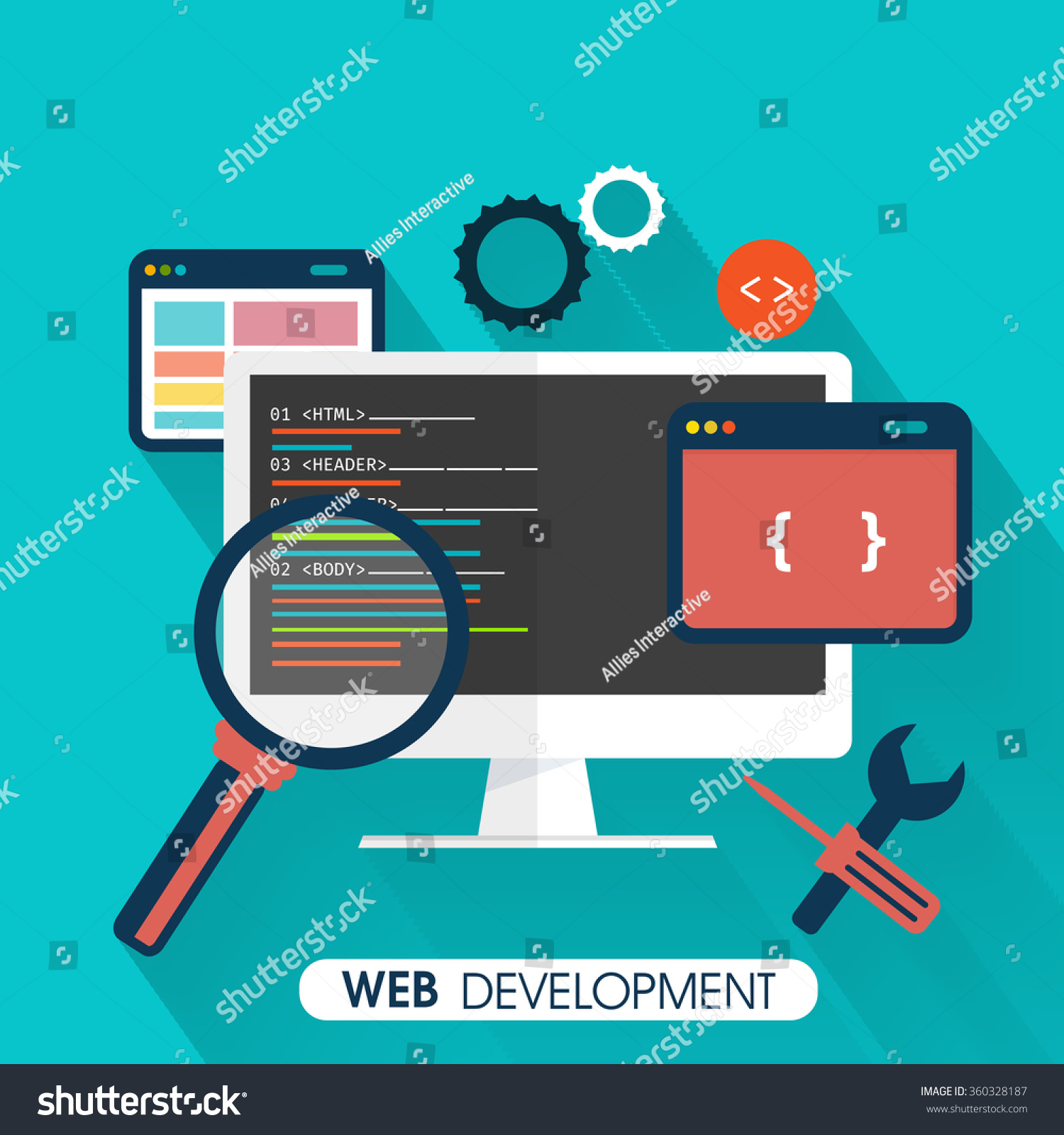 Web Development Concept Digital Devices On Stock Vector 