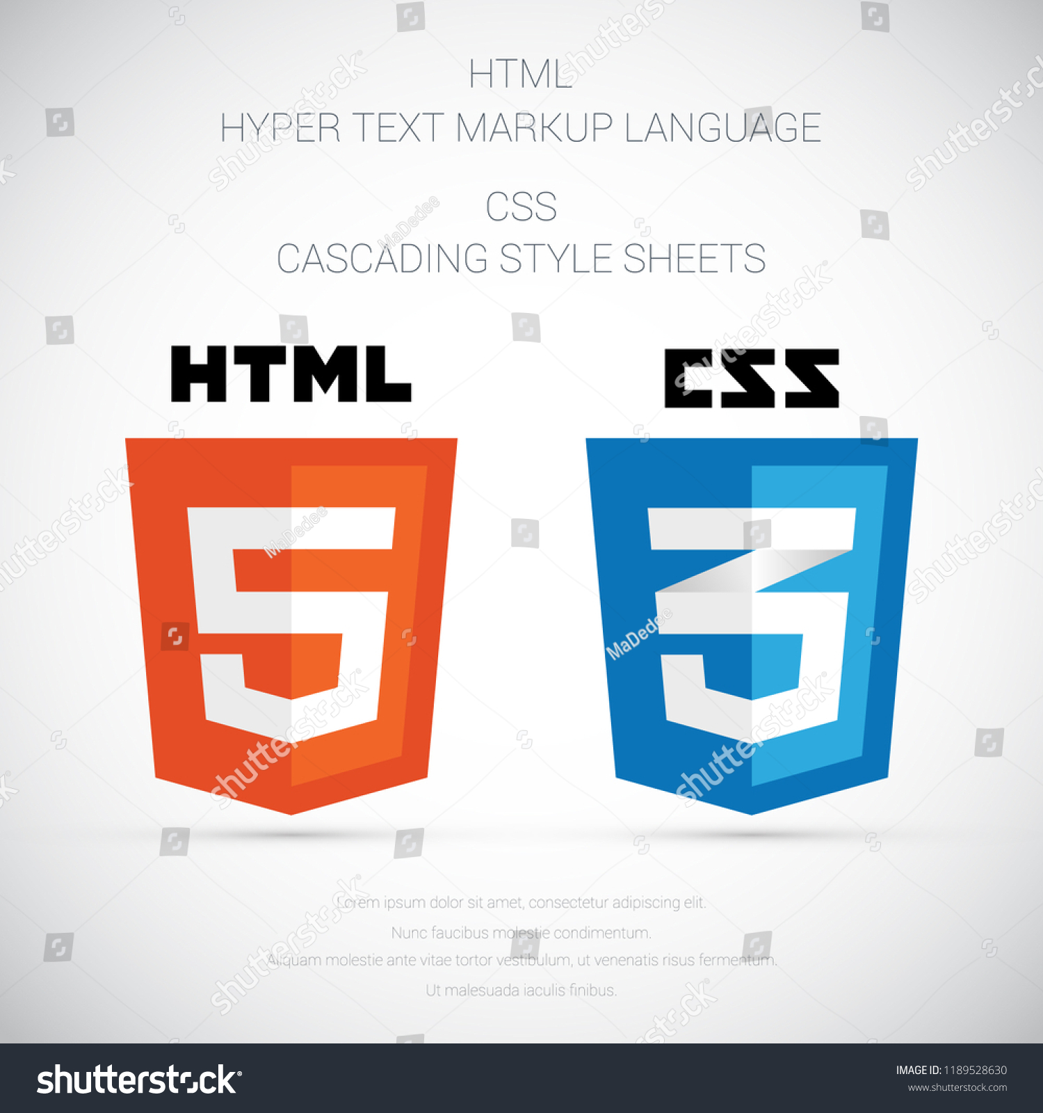 Web Development Shield Signs Html5 Css3 Stock Vector (Royalty Free ...