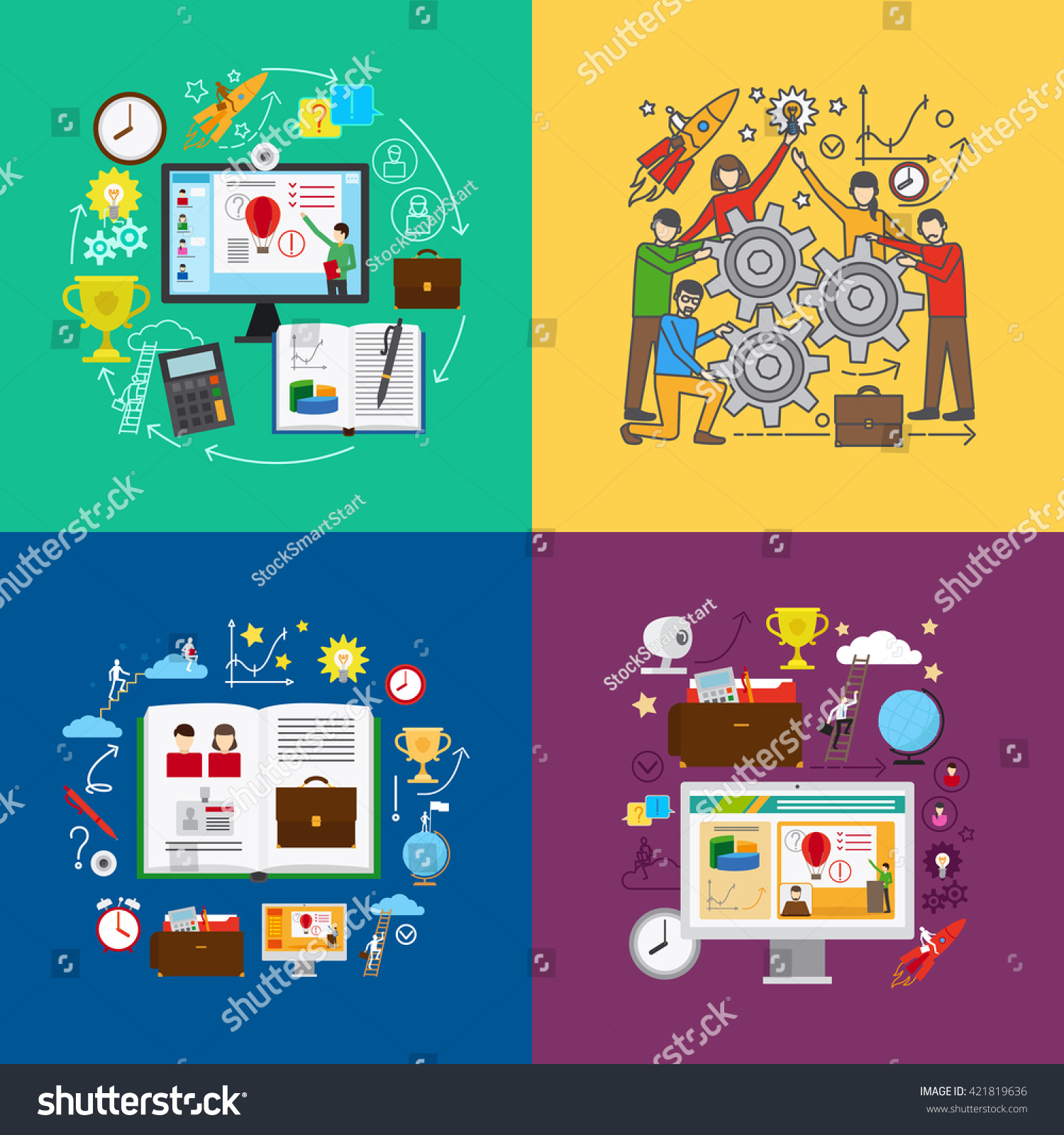 Web Education Online Education Online Learning Stock Vector